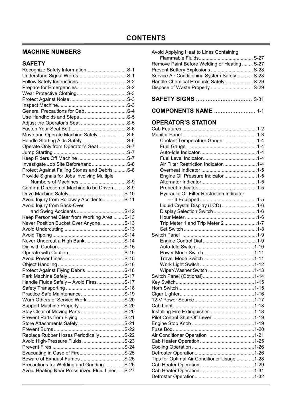 HITACHI ZAXIS ZX 75USA EXCAVATOR OPERATORS MANUAL