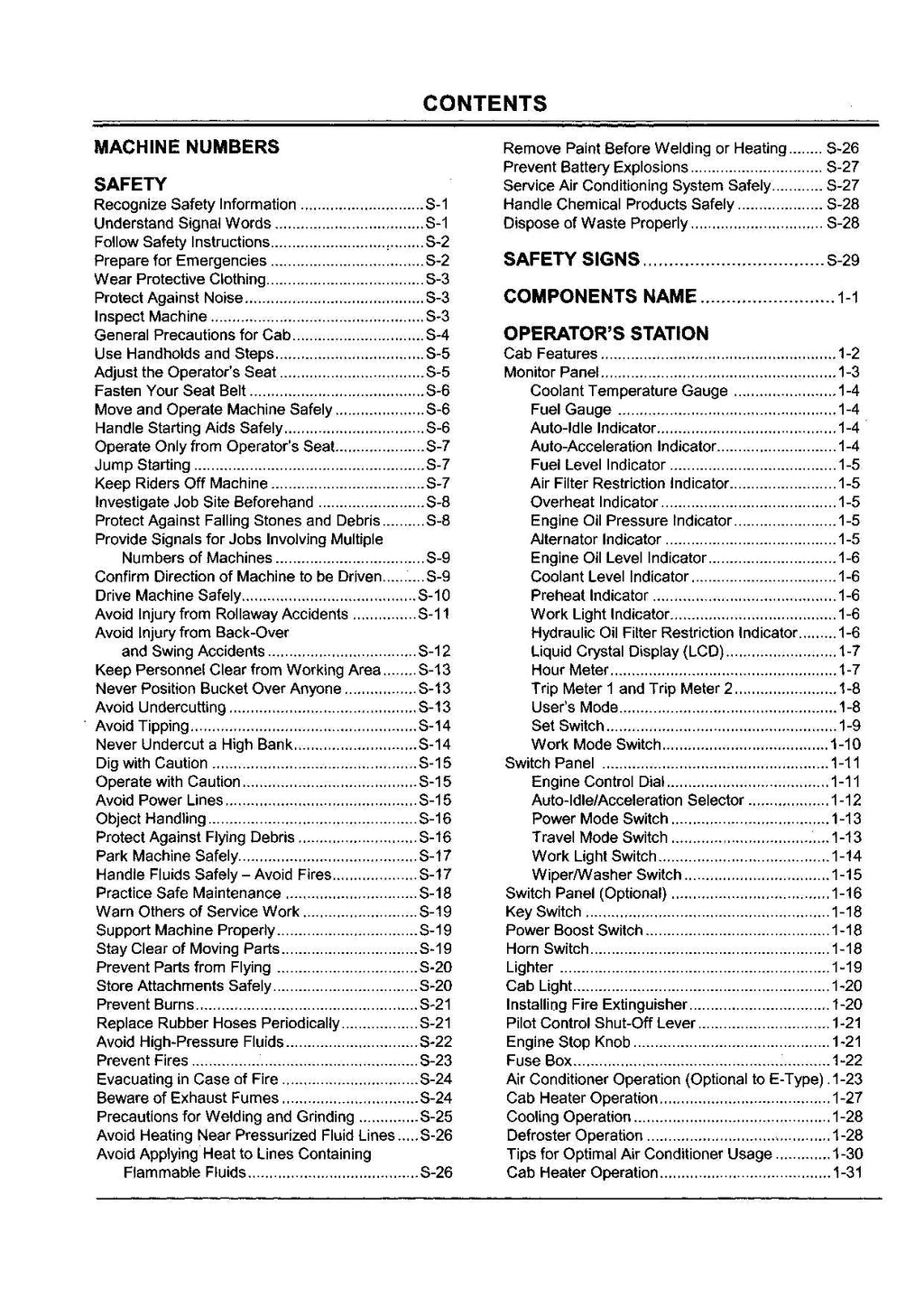 HITACHI ZAXIS ZX 200 EXCAVATOR OPERATORS MANUAL EM1G611