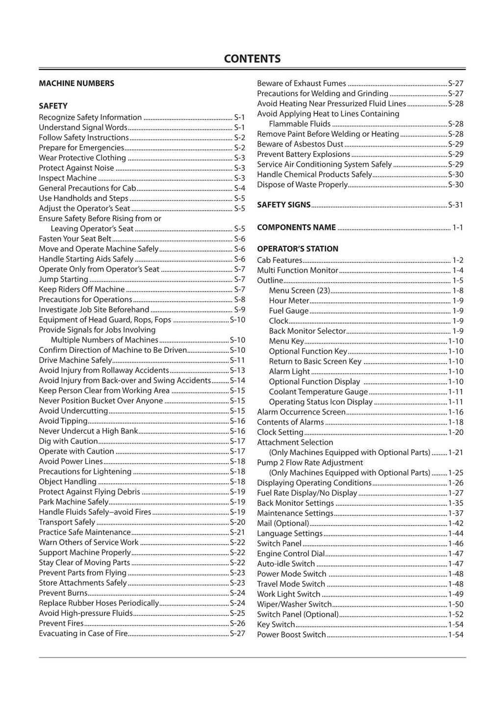 HITACHI ZAXIS ZX 160LC-3 210LCK-3 240-3 240LC-3 250H-3  EXCAVATOR OPERATORS MANUAL
