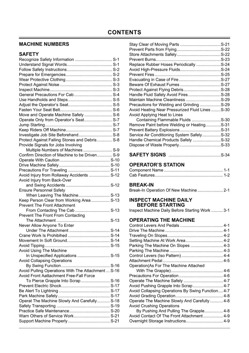HITACHI ZAXIS ZX 230LC EXCAVATOR OPERATORS MANUAL