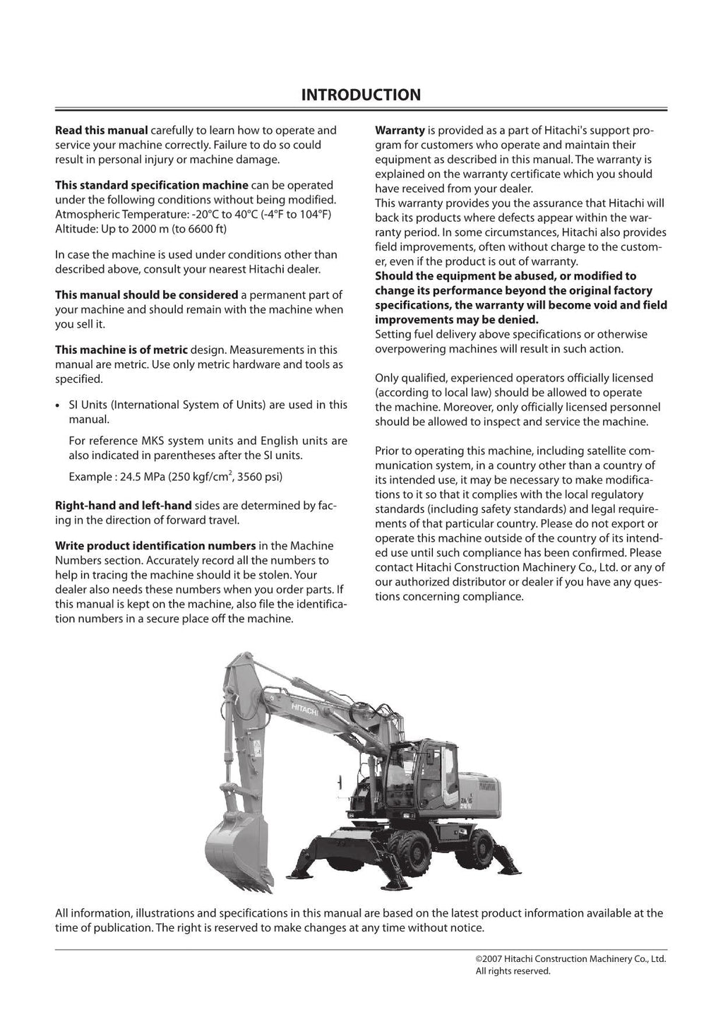 HITACHI ZAXIS ZX 140W-3 170W-3 190W-3 210W-3 EXCAVATOR OPERATORS MANUAL #1