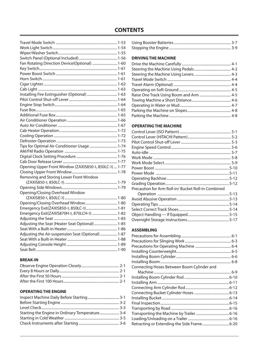 HITACHI ZAXIS ZX 850-3 850LC-3 EXCAVATOR OPERATORS MANUAL