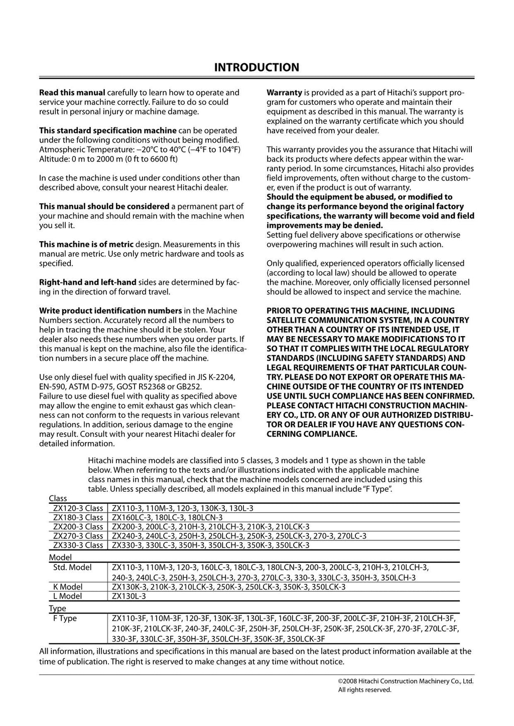 HITACHI ZAXIS ZX 120-3 180-3 200-3 270-3 330-3 EXCAVATOR OPERATORS MANUAL #1