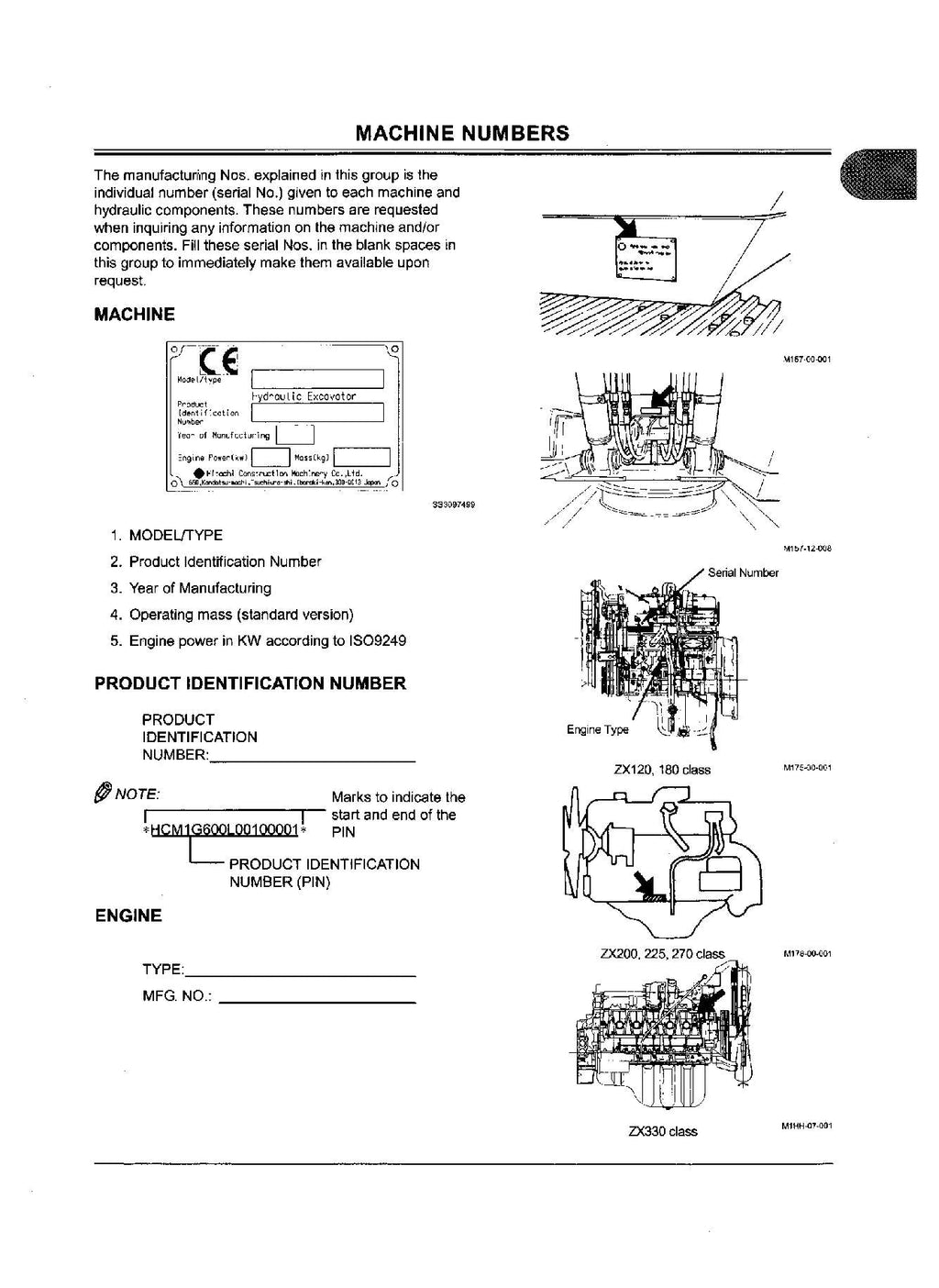 HITACHI ZAXIS ZX 110 225USRLC 250 250LC 280LC 350LC EXCAVATOR OPERATORS MANUAL
