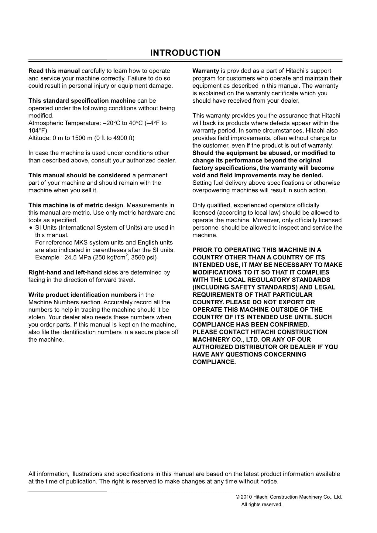 HITACHI ZAXIS ZX 17U-2 EXCAVATOR OPERATORS MANUAL serial 012958-