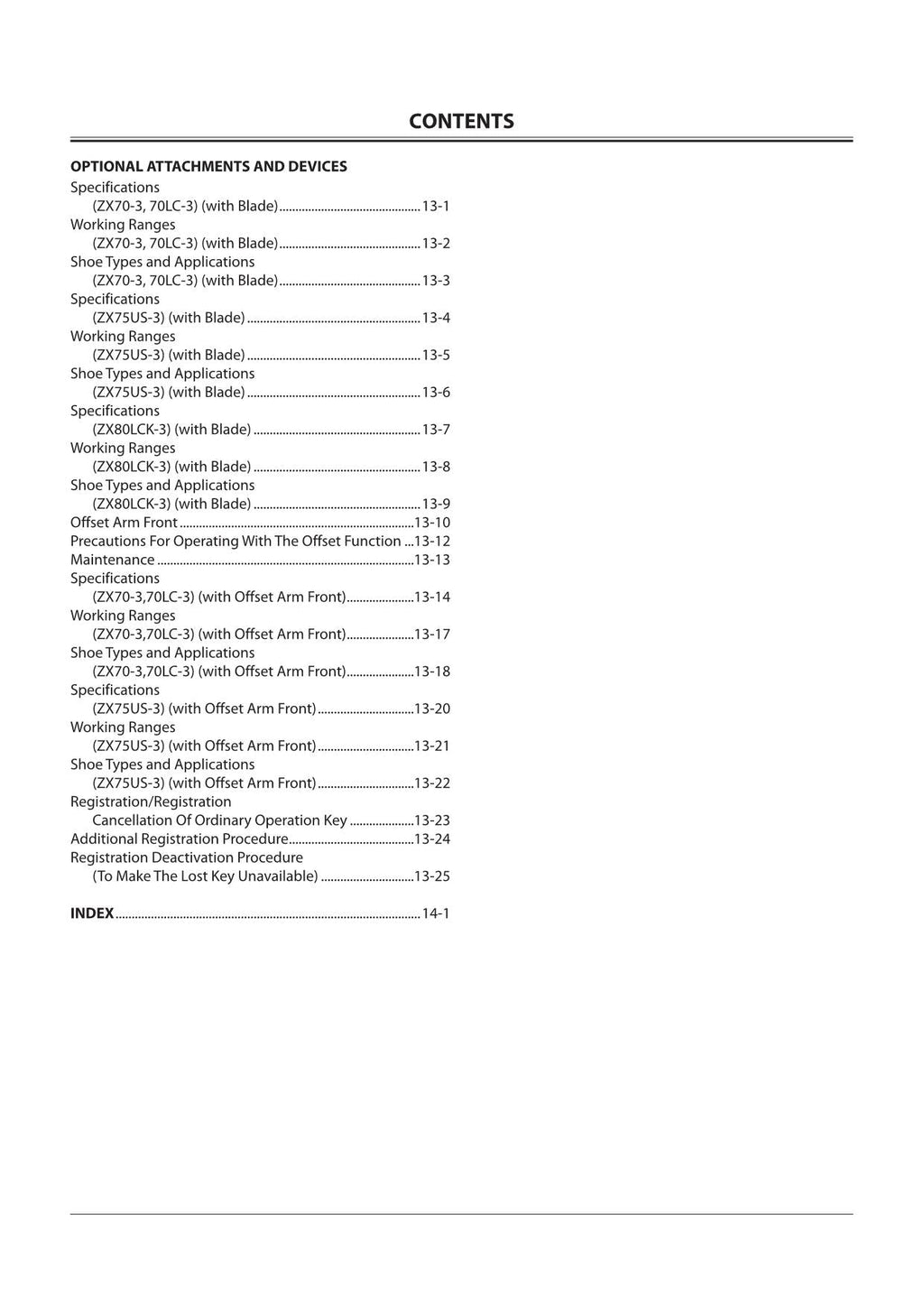 HITACHI ZAXIS ZX 70-3 70LC-3 75US-3 80LCK-3 85USB-3 EXCAVATOR OPERATORS MANUAL