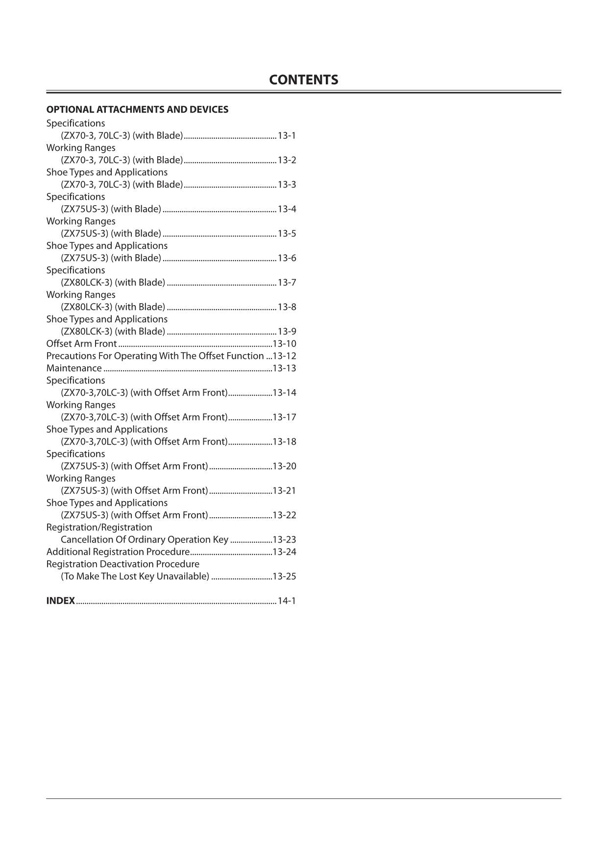 HITACHI ZAXIS ZX 70-3 70LC-3 75US-3 80LCK-3 85USB-3 EXCAVATOR OPERATORS MANUAL