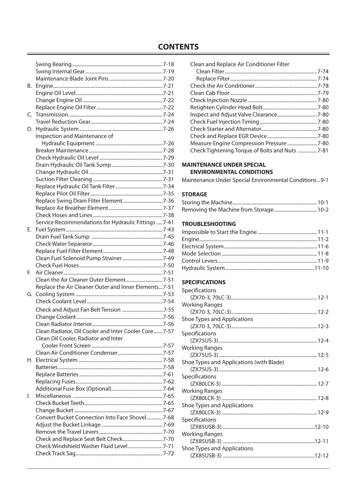 HITACHI ZAXIS ZX 70-3 70LC-3 75US-3 80LCK-3 85USB-3 EXCAVATOR OPERATORS MANUAL