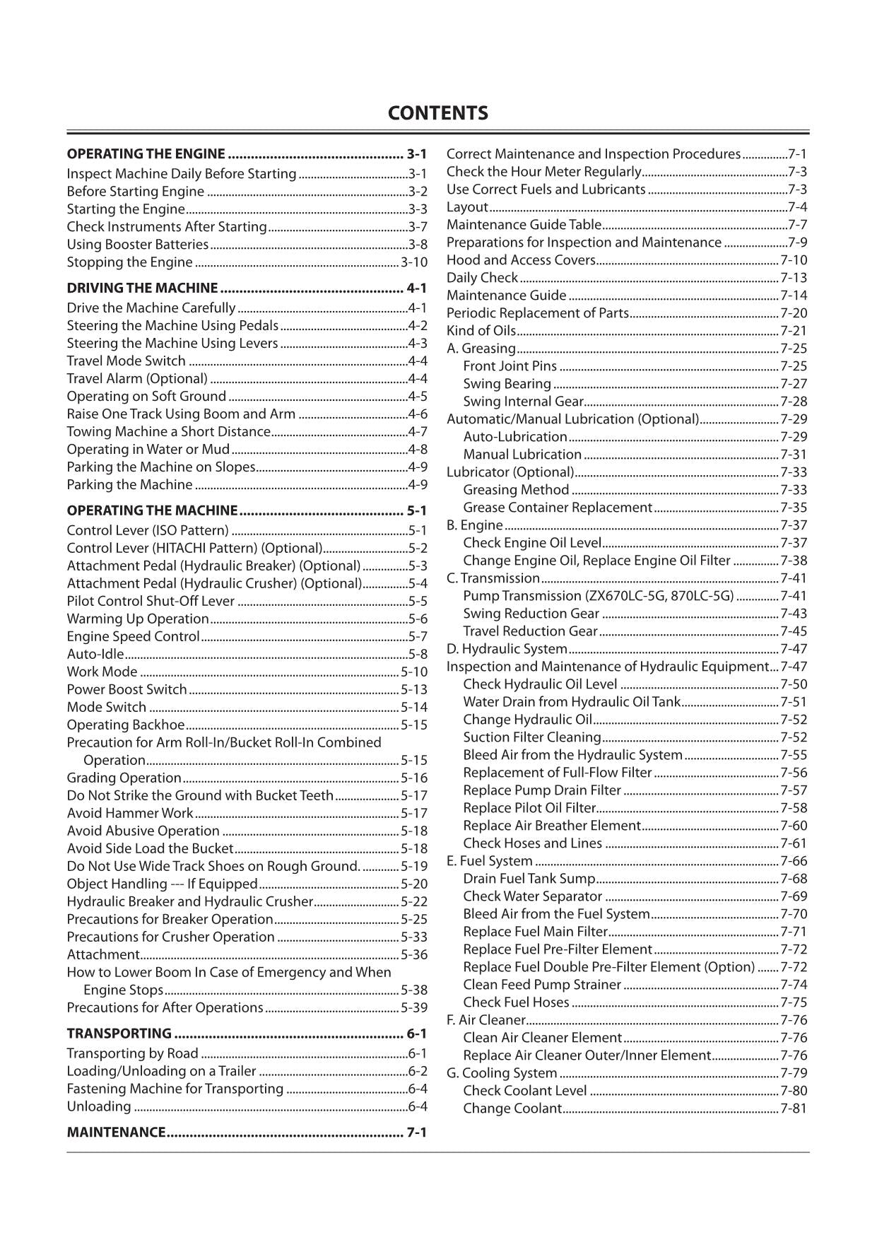 HITACHI ZAXIS ZX 35U-5N 50U-5N 60USB-5N EXCAVATOR OPERATORS MANUAL