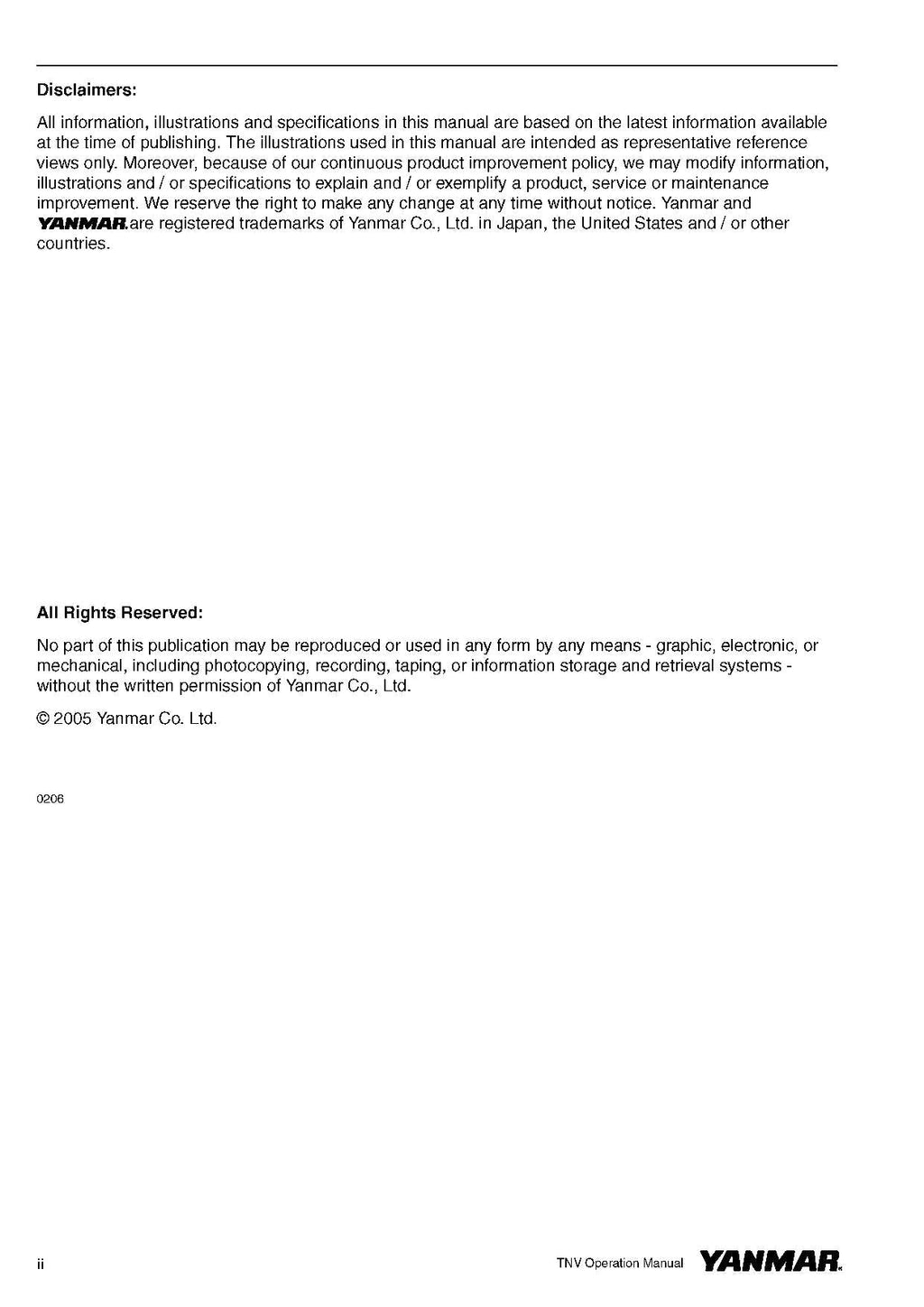 HITACHI TNV EXCAVATOR OPERATORS MANUAL