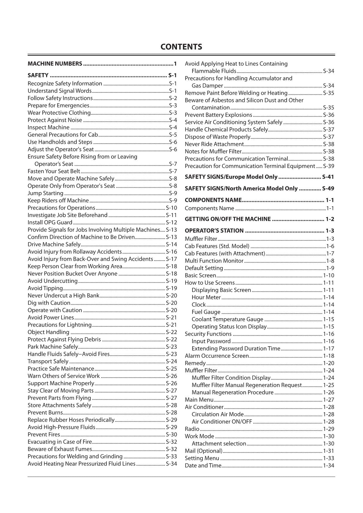 HITACHI ZAXIS ZX 470-5 670-5 870-5 EXCAVATOR OPERATORS MANUAL