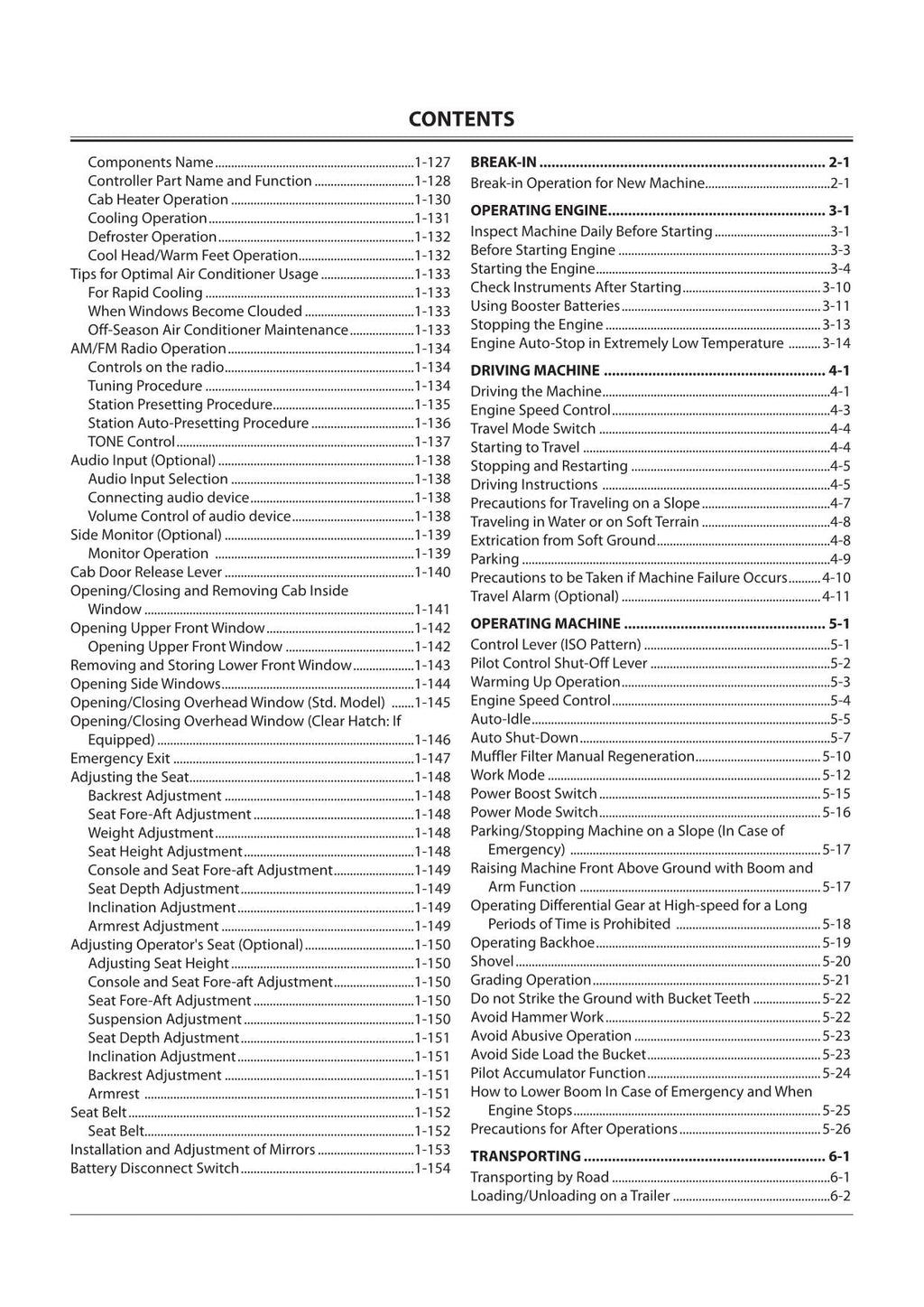 HITACHI ZAXIS ZX 190W-5N 230W-5N EXCAVATOR OPERATORS MANUAL