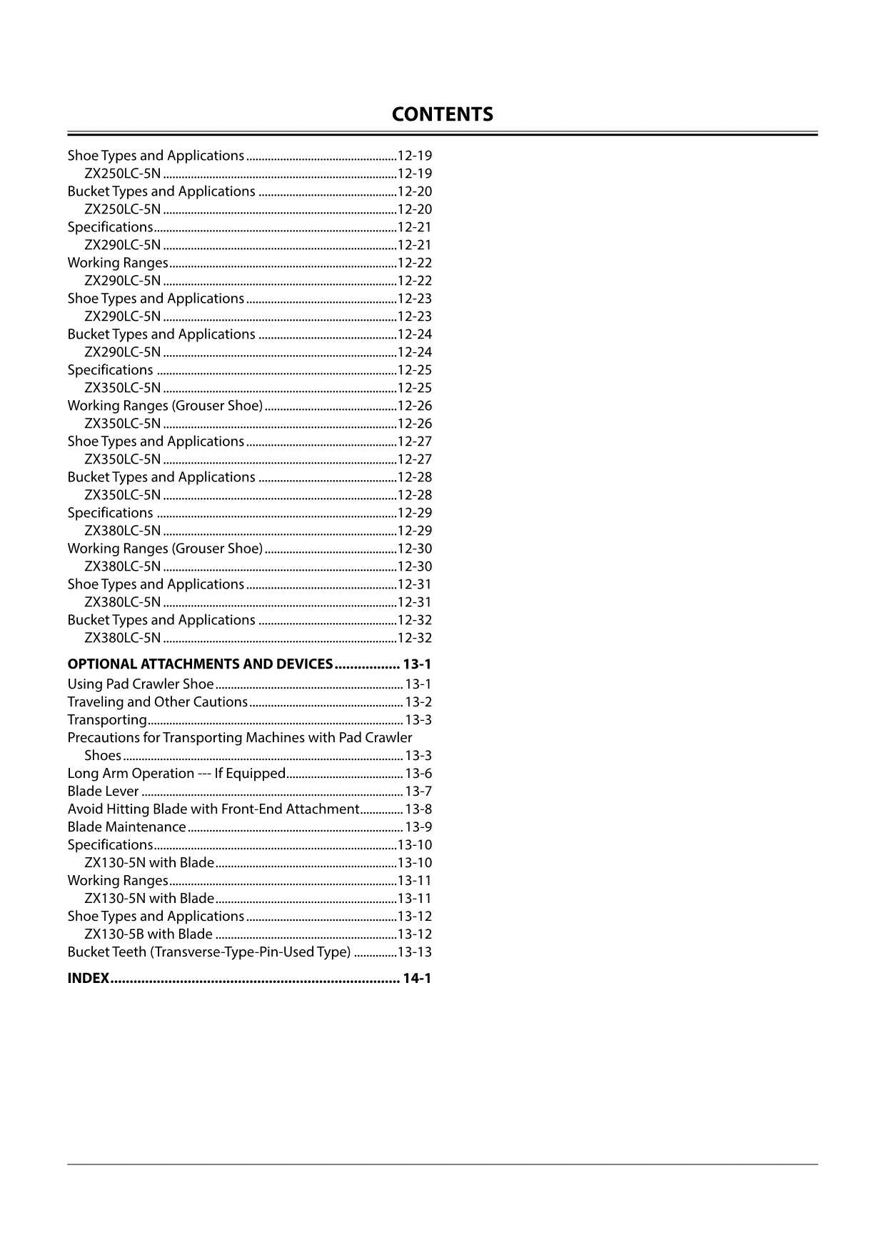 HITACHI ZAXIS ZX 130-5N 160LC-5N 180LC-5N EXCAVATOR OPERATORS MANUAL