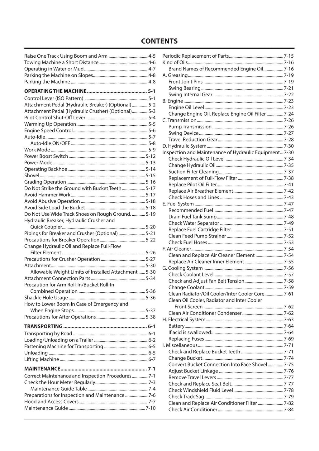 HITACHI ZAXIS ZX 160LC-5G 180LC-5G 210-5G 210LC-5G 250LC-5G 350LC-5G EXCAVATOR OPERATORS MANUAL