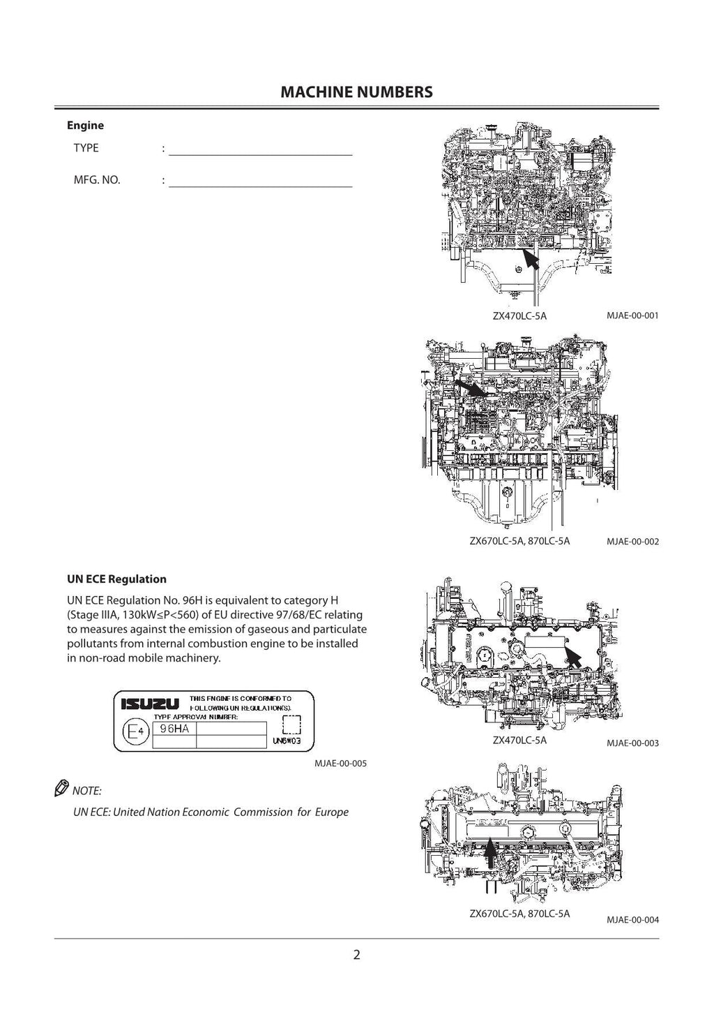 HITACHI ZAXIS ZX 470LC-5A 670LC-5A 870LC-5A EXCAVATOR OPERATORS MANUAL