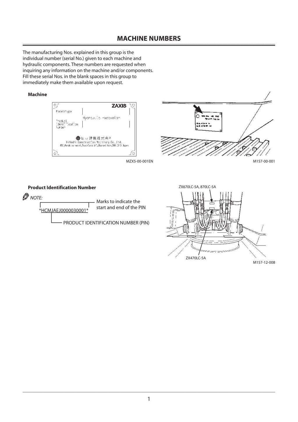 HITACHI ZAXIS ZX 470LC-5A 670LC-5A 870LC-5A EXCAVATOR OPERATORS MANUAL