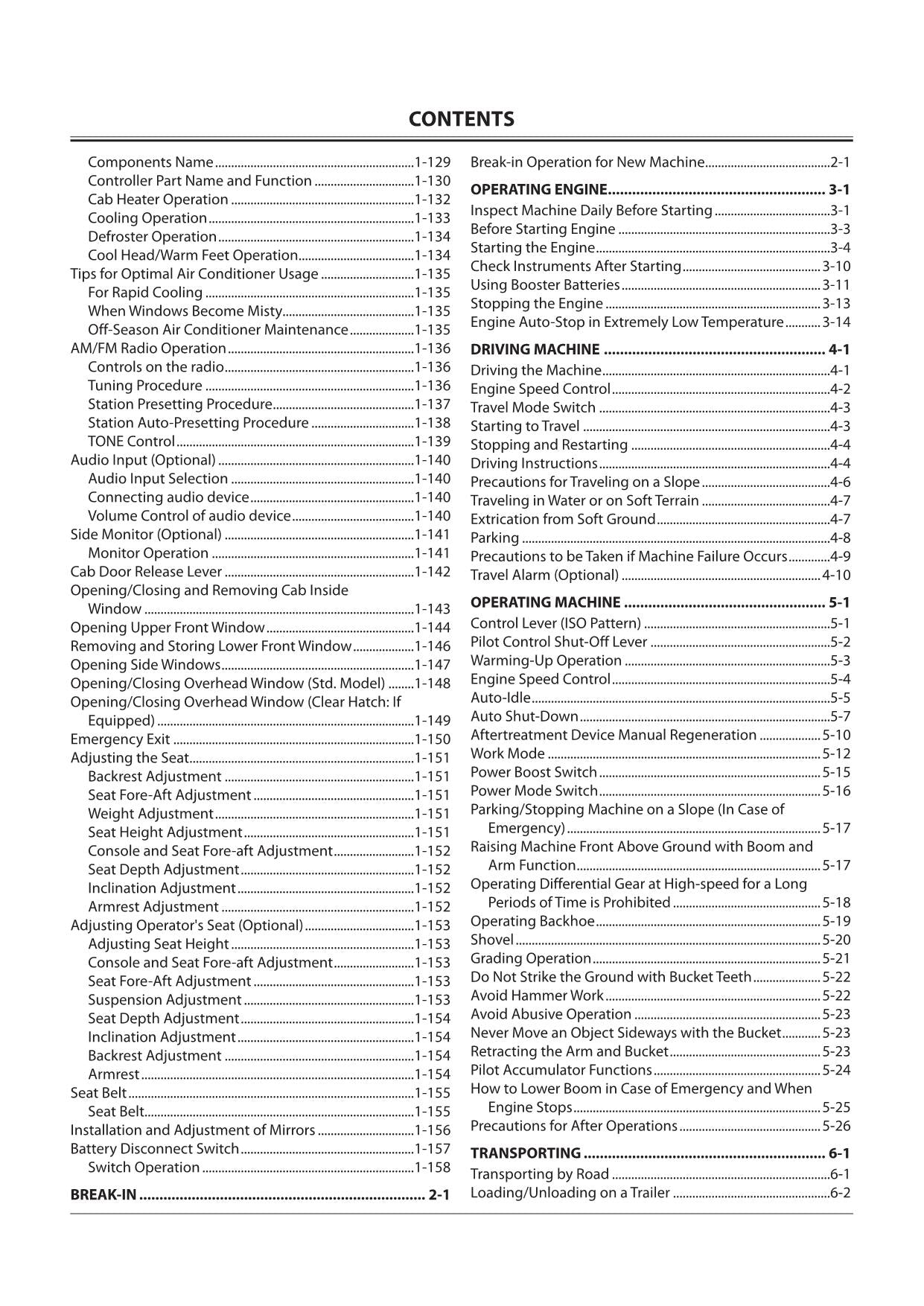 HITACHI ZAXIS ZX 190W-6N EXCAVATOR OPERATORS MANUAL