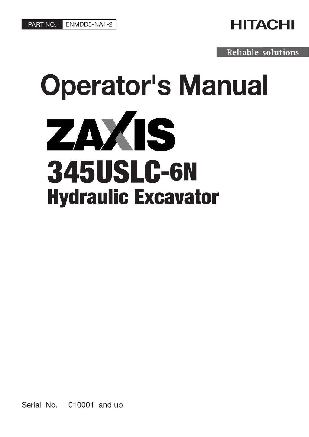MANUAL DEL OPERADOR DE LA EXCAVADORA HITACHI ZAXIS ZX 345USLC-6N