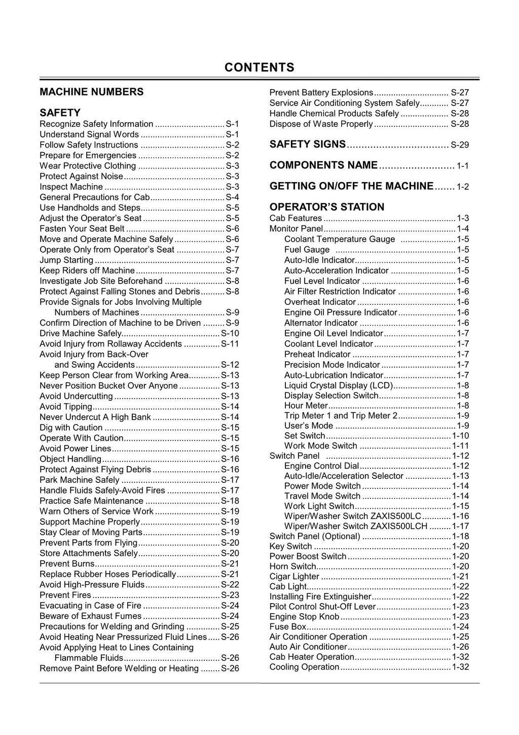 HITACHI ZAXIS ZX 500LC 500LCH EXCAVATOR OPERATORS MANUAL #2