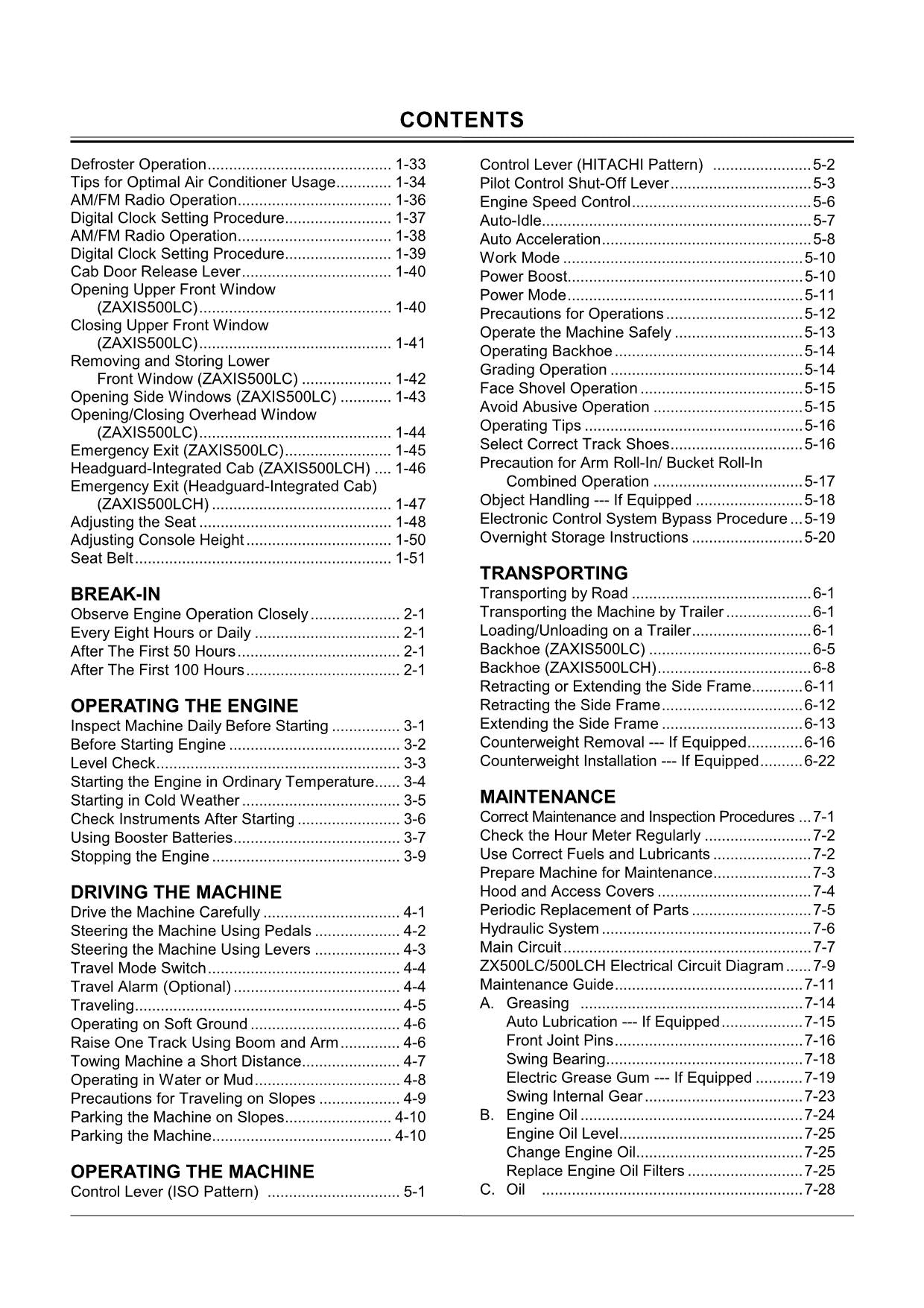 HITACHI ZAXIS ZX 500LC 500LCH EXCAVATOR OPERATORS MANUAL #2