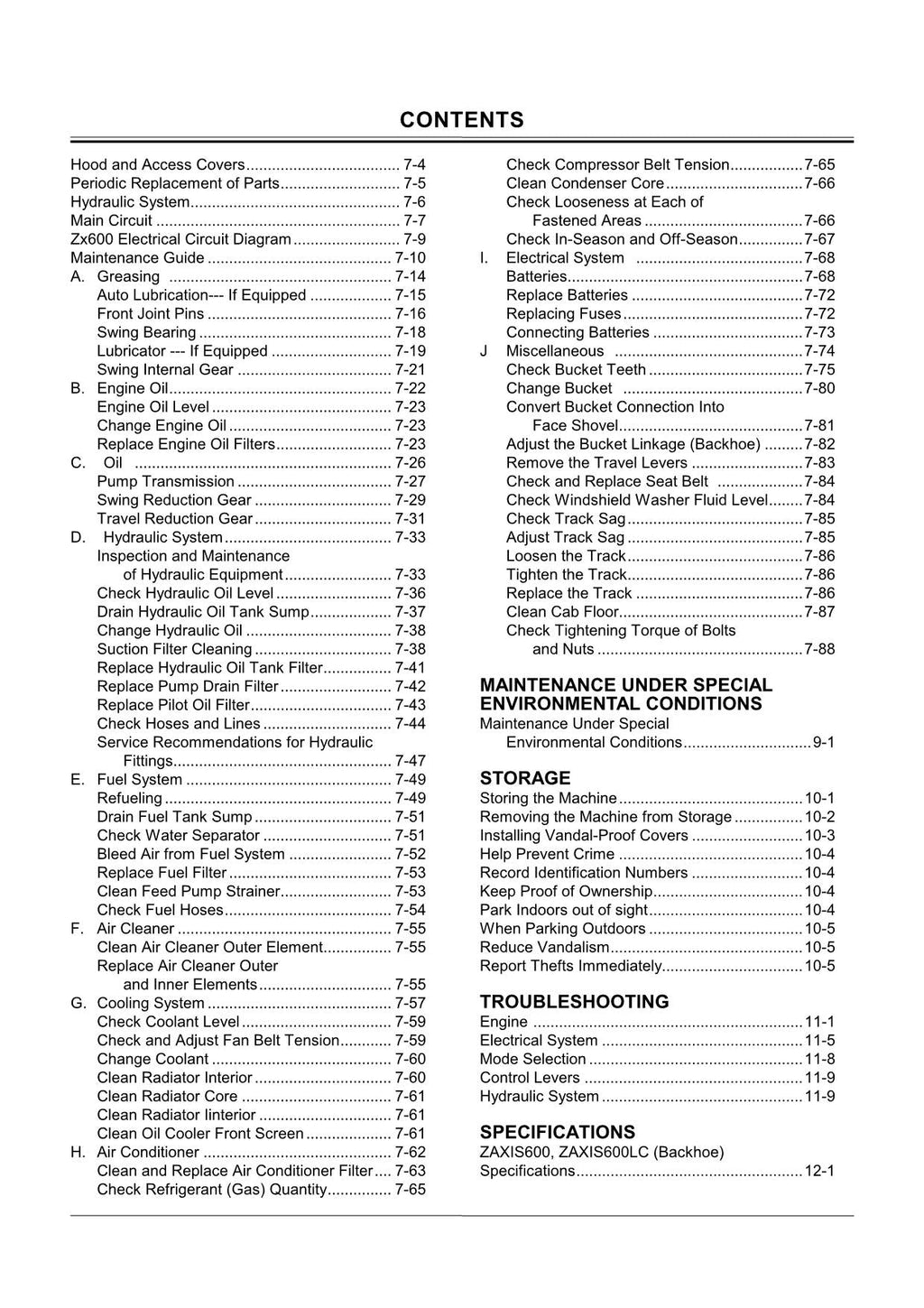 HITACHI ZAXIS ZX 600 650H 600LC 650LCH EXCAVATOR OPERATORS MANUAL #1