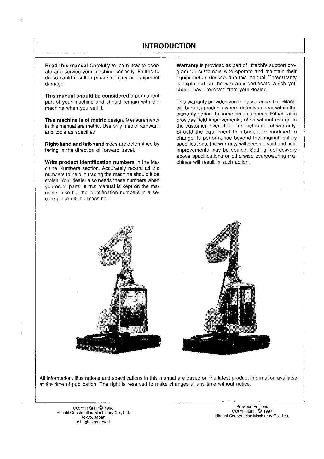 HITACHI EX33U EXCAVATOR OPERATORS MANUAL