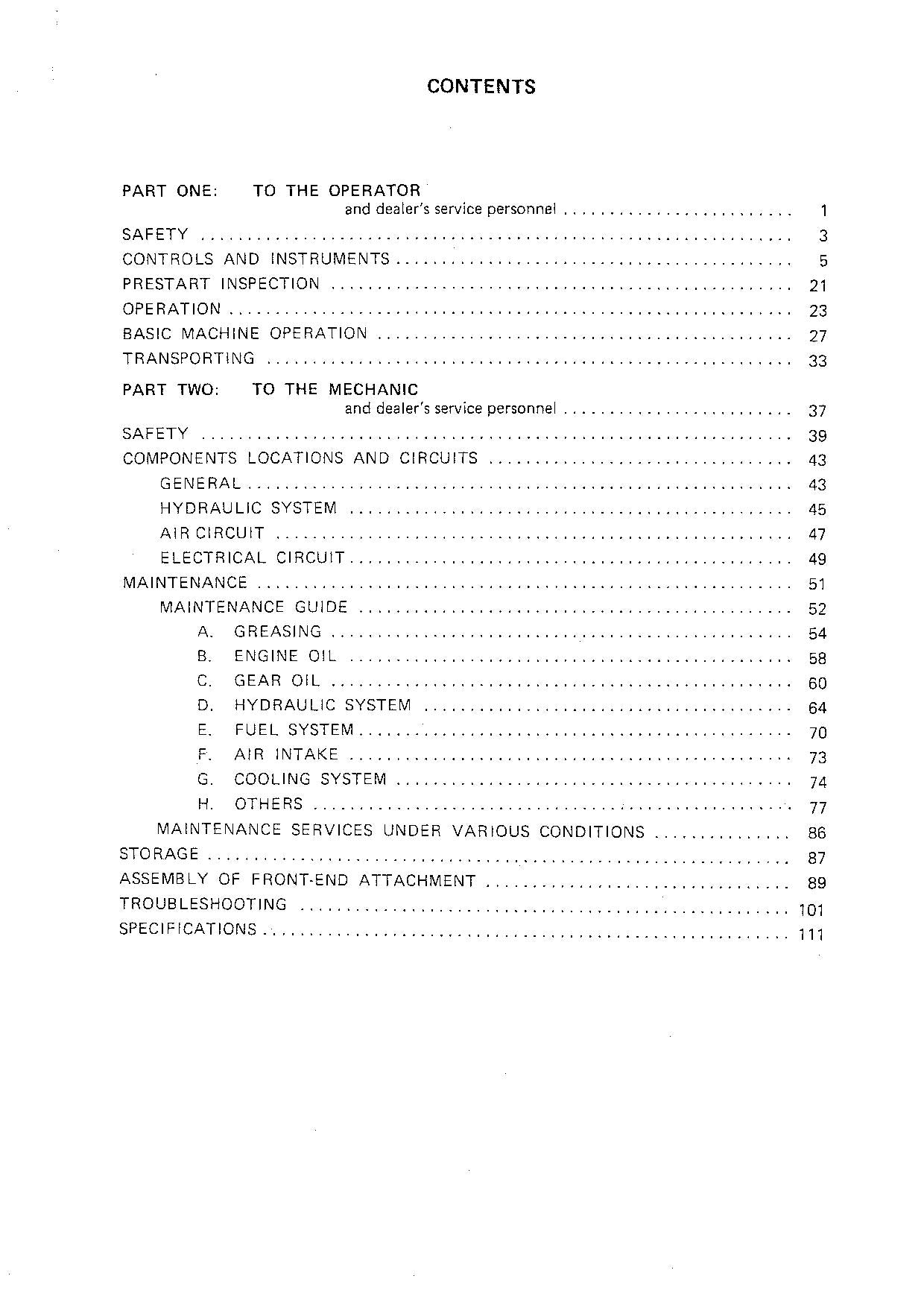 HITACHI UH103 EXCAVATOR OPERATORS MANUAL