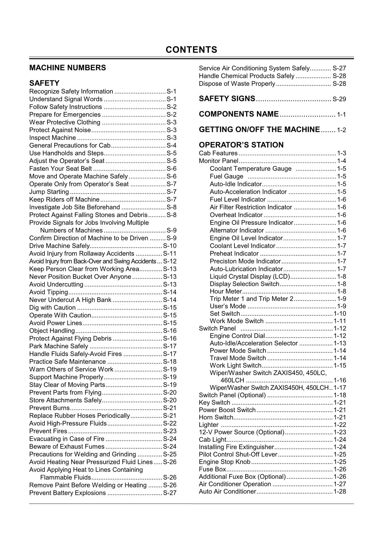 HITACHI ZAXIS ZX 450 450LC 450H 450LCH 460LCH  EXCAVATOR OPERATORS MANUAL #2
