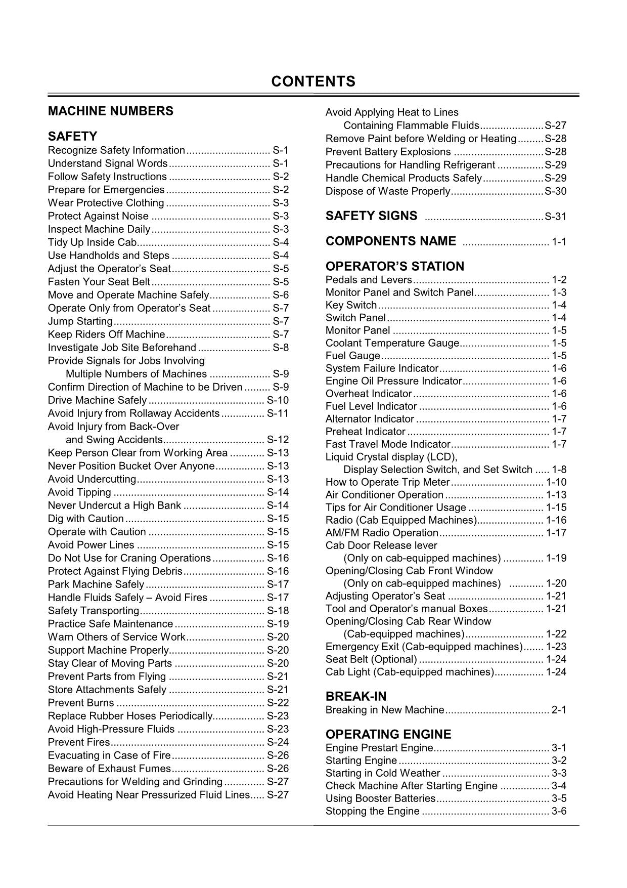 HITACHI ZAXIS ZX 30U-2 35U-2 40U-2 50U-2 EXCAVATOR OPERATORS MANUAL