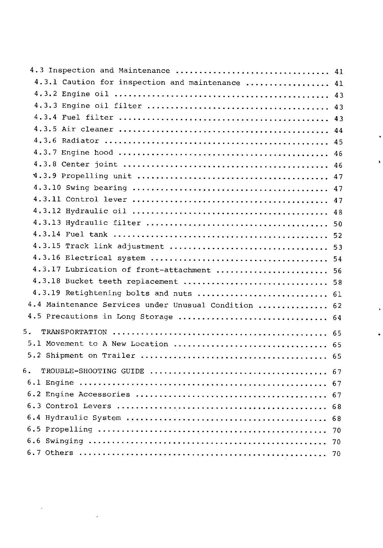 HITACHI UH062 EXCAVATOR OPERATORS MANUAL