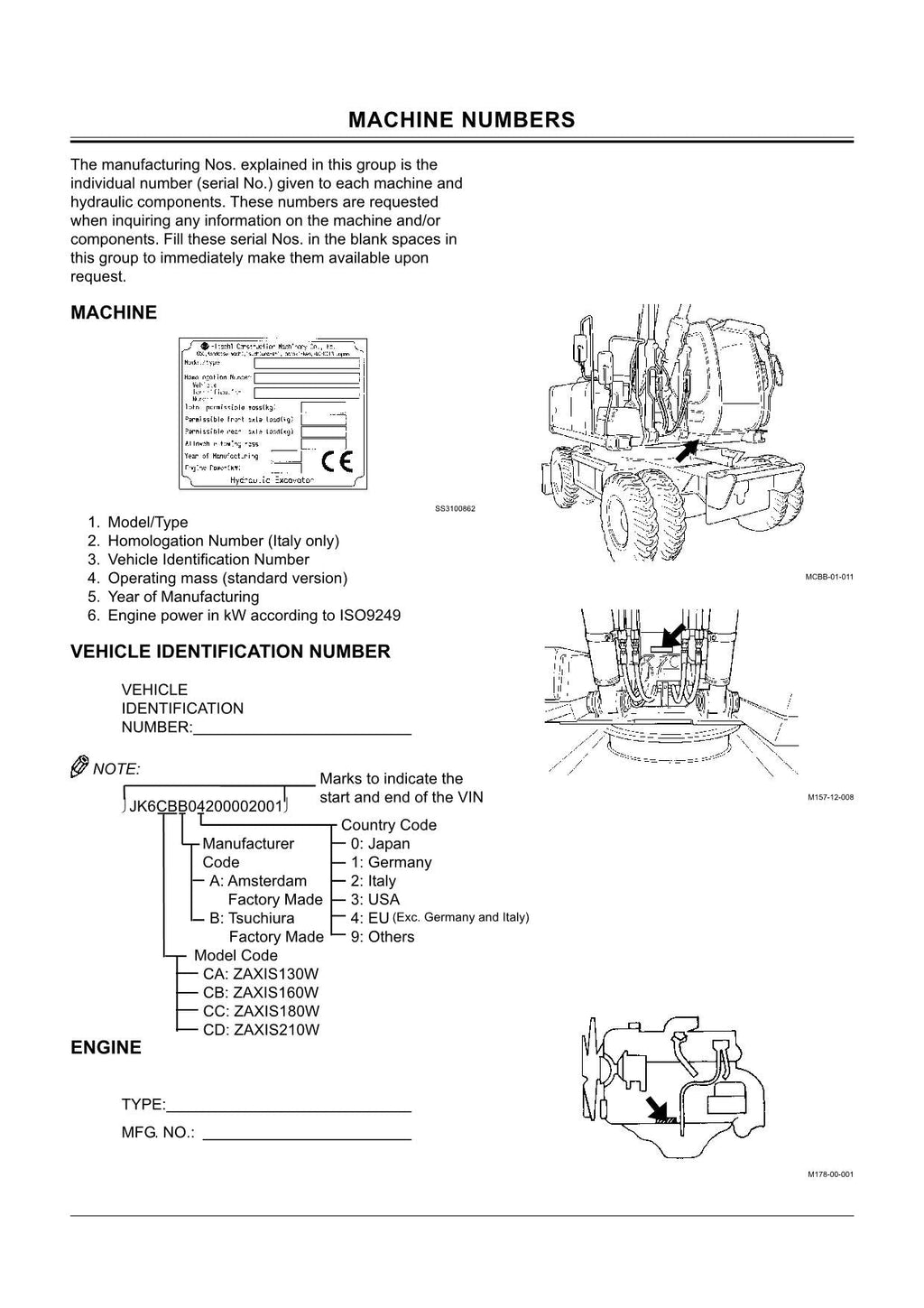 HITACHI ZAXIS ZX 210W EXCAVATOR OPERATORS MANUAL