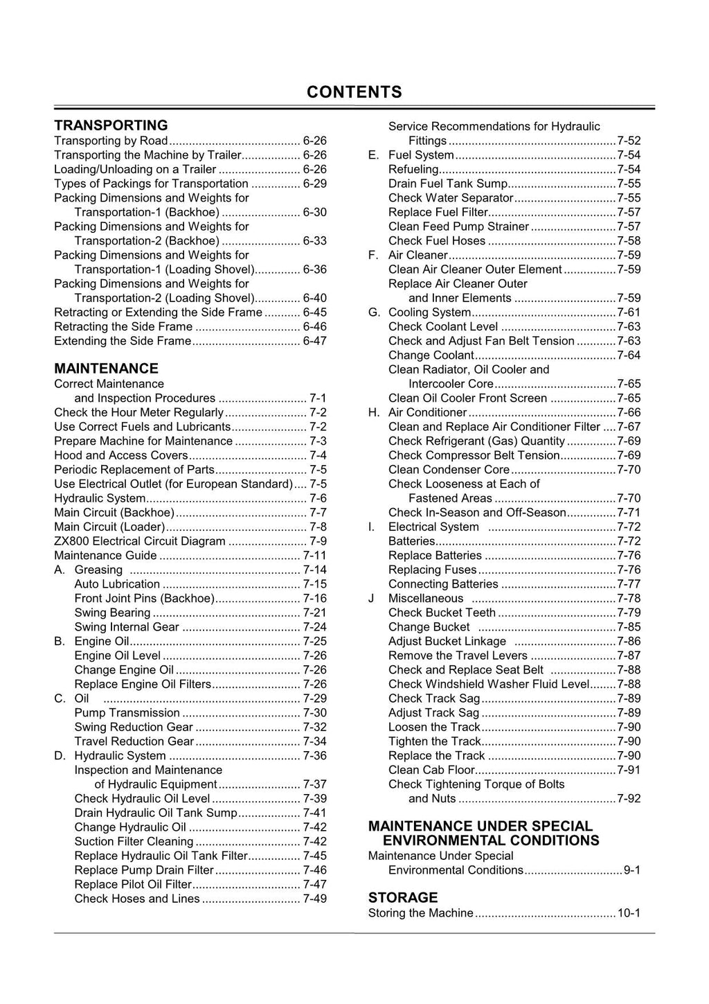 HITACHI ZAXIS ZX 800 850H EXCAVATOR OPERATORS MANUAL 006001