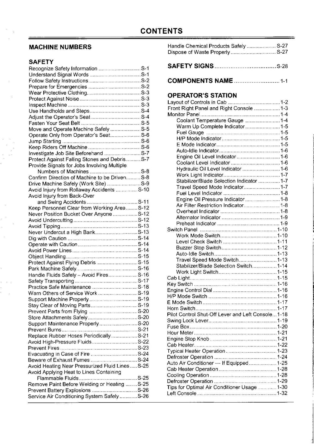 HITACHI EX125WD-5 EXCAVATOR OPERATORS MANUAL