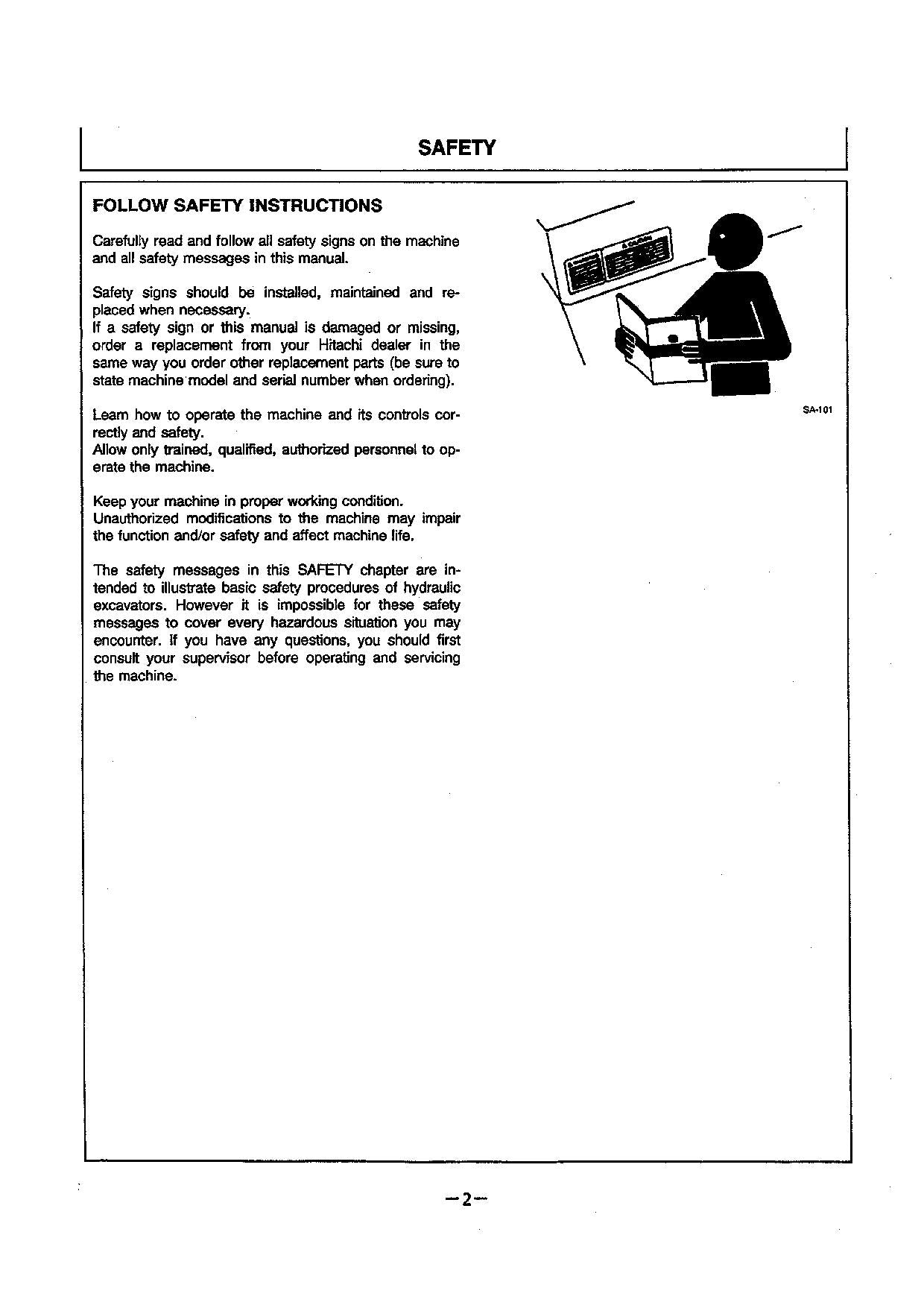 HITACHI EX120-2 EXCAVATOR OPERATORS MANUAL