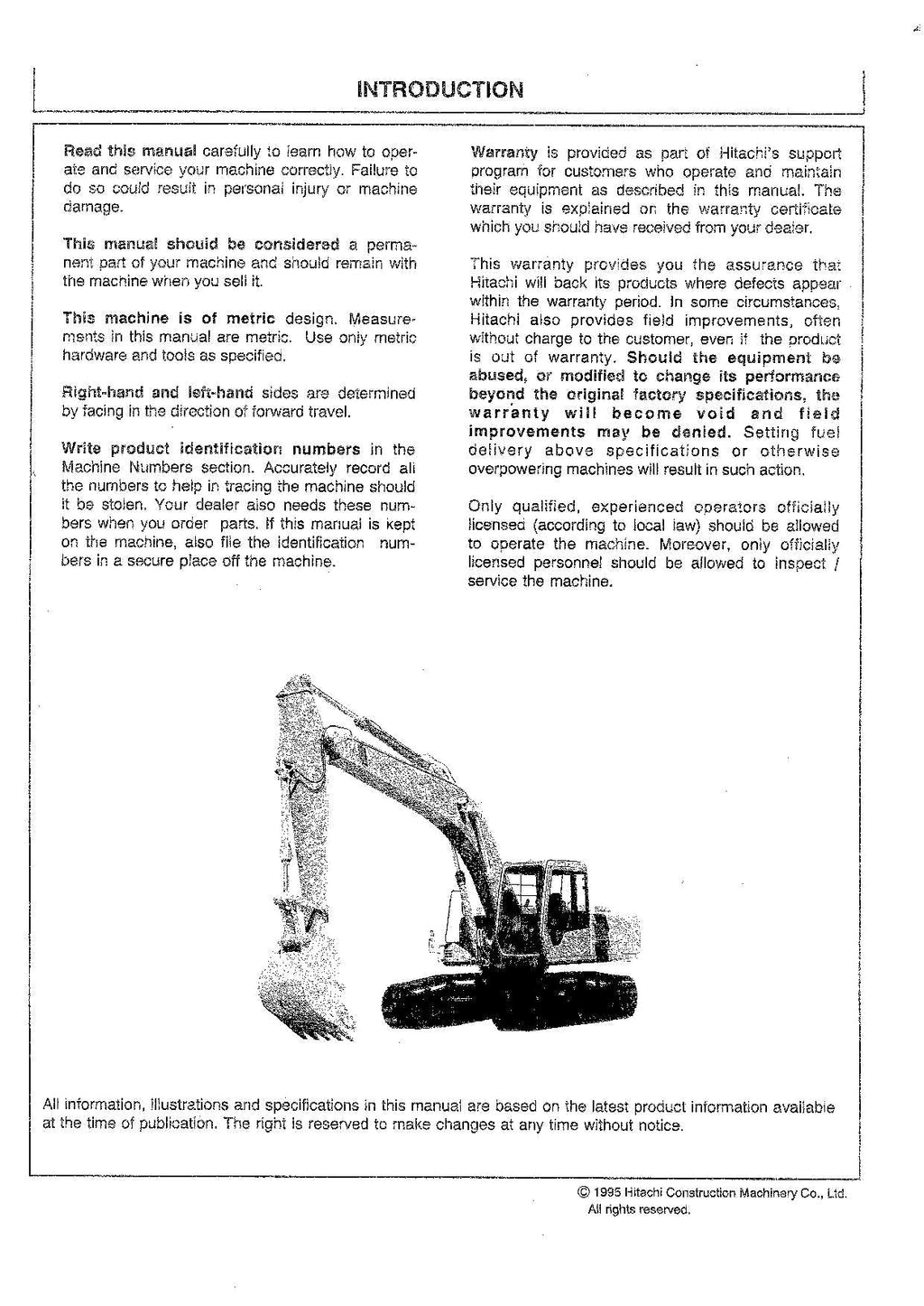 HITACHI EX200-3 EX200LC-3 EXCAVATOR OPERATORS MANUAL #2