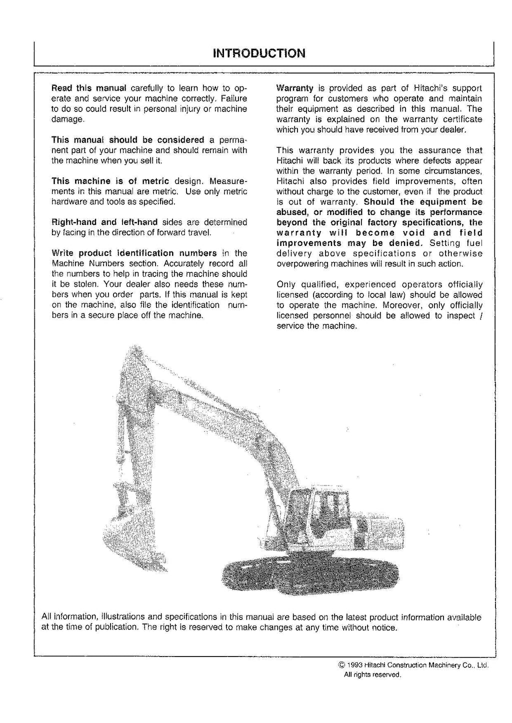 HITACHI EX220-3 EX220LC-3 EXCAVATOR OPERATORS MANUAL
