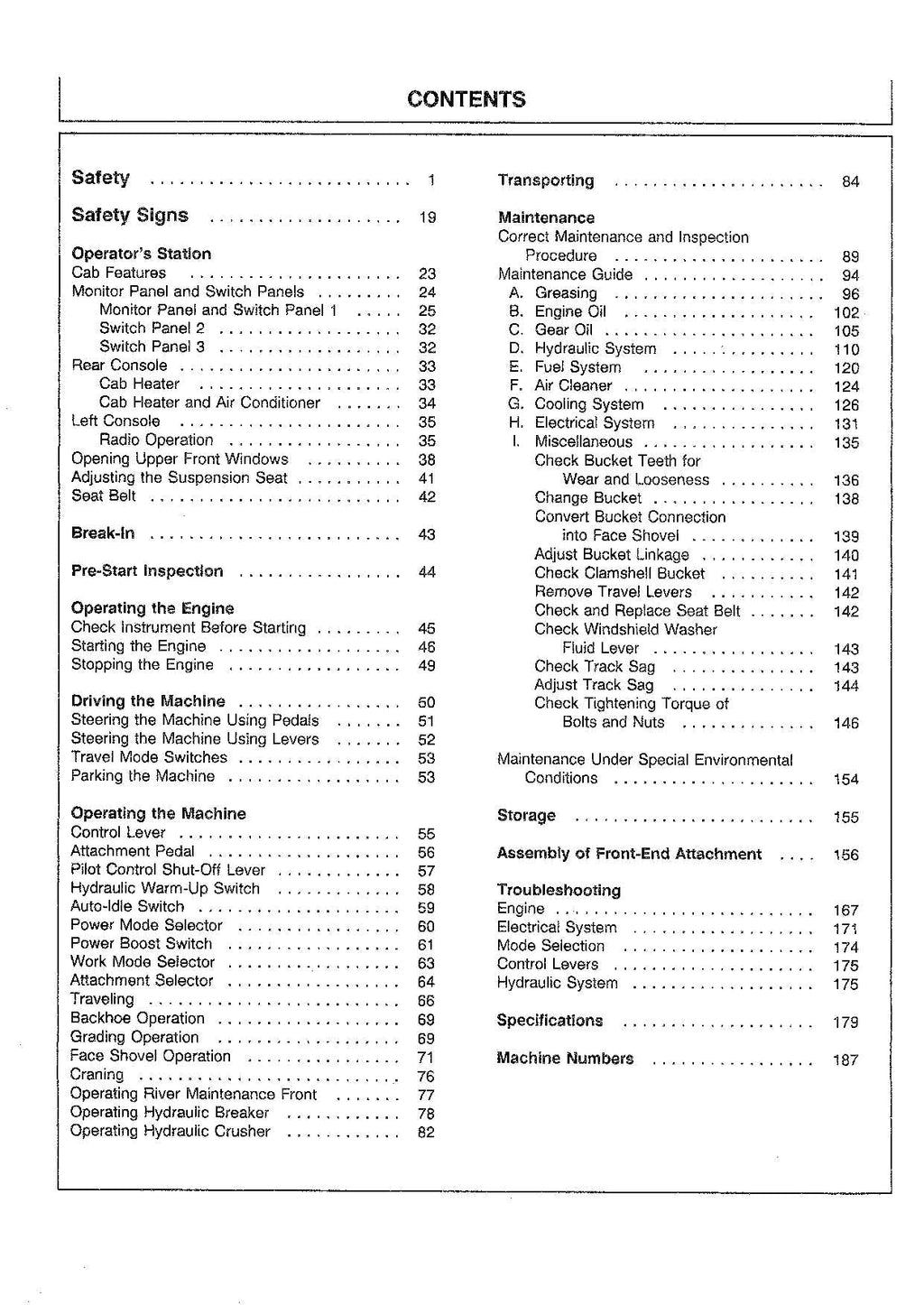 HITACHI EX220-3 EX220LC-3 EXCAVATOR OPERATORS MANUAL