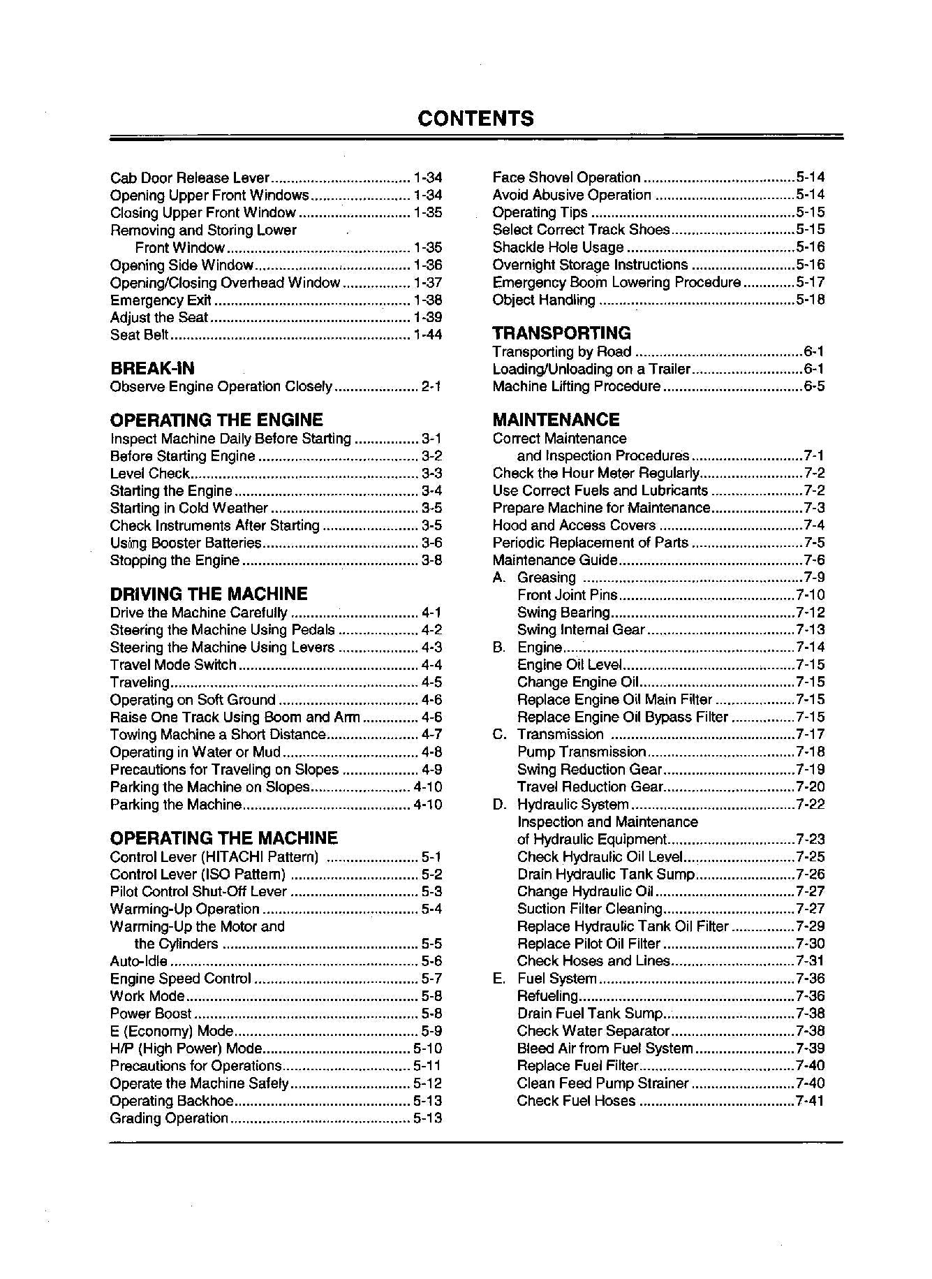 HITACHI EX270-5 EX270LC-5 EX280H-5 EX280HLC-5 EXCAVATOR OPERATORS MANUAL