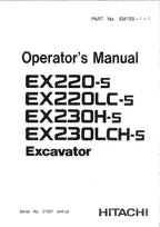 HITACHI EX220-5 EX220LC-5 EX230H-5 EX230LCH-5 EXCAVATOR OPERATORS MANUAL