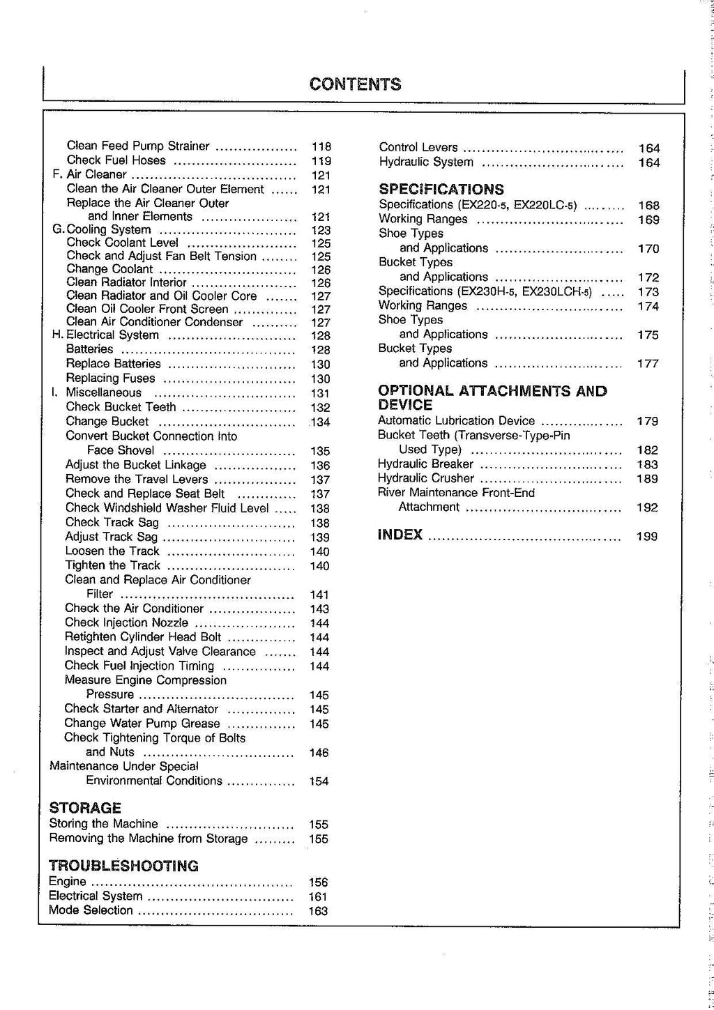 HITACHI EX220-5 EX220LC-5 EX230H-5 EX230LCH-5 EXCAVATOR OPERATORS MANUAL