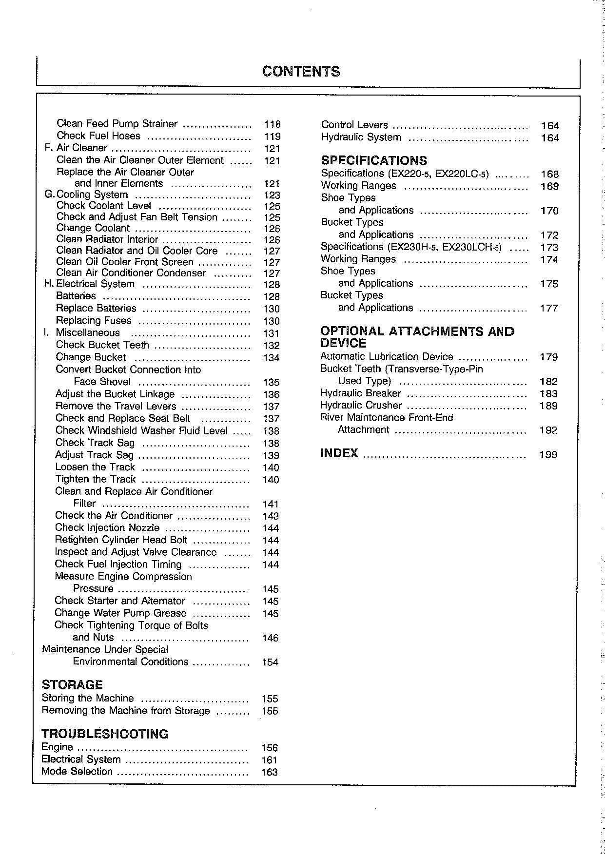 HITACHI EX220-5 EX220LC-5 EX230H-5 EX230LCH-5 EXCAVATOR OPERATORS MANUAL