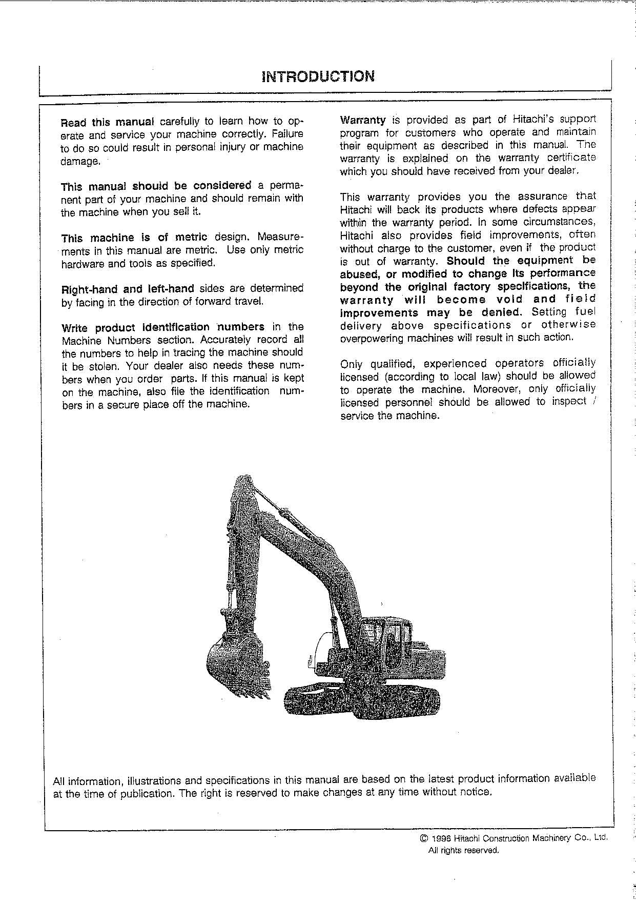 HITACHI EX220-5 EX220LC-5 EX230H-5 EX230LCH-5 EXCAVATOR OPERATORS MANUAL