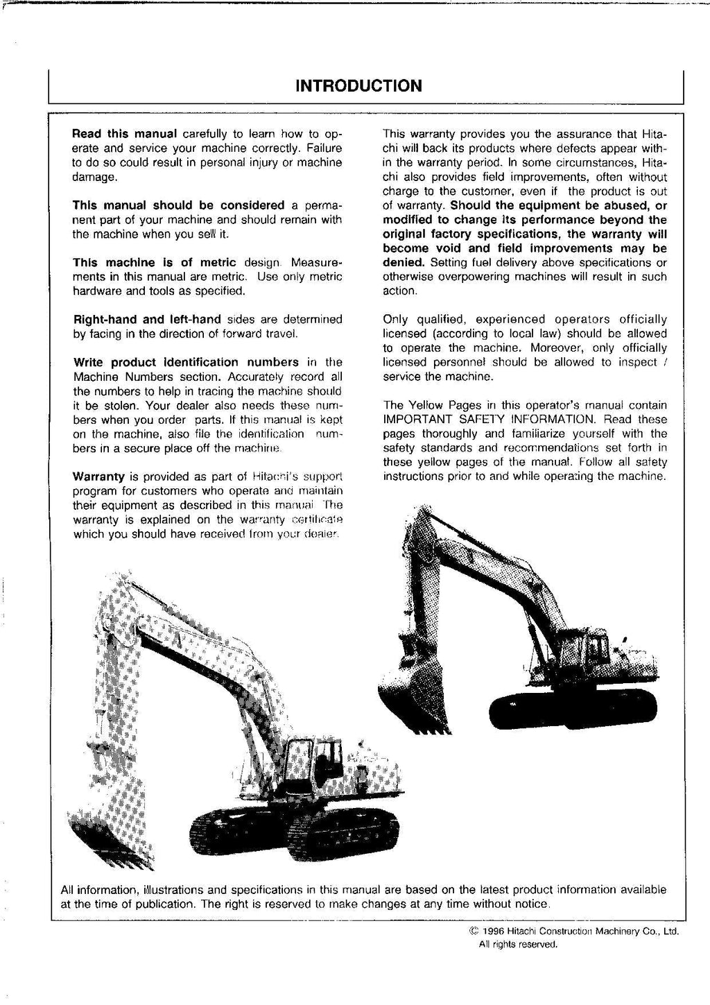 HITACHI EX550-3 EX550LC-3 EX600LCH-3 EX600H-3 EXCAVATOR OPERATORS MANUAL #1