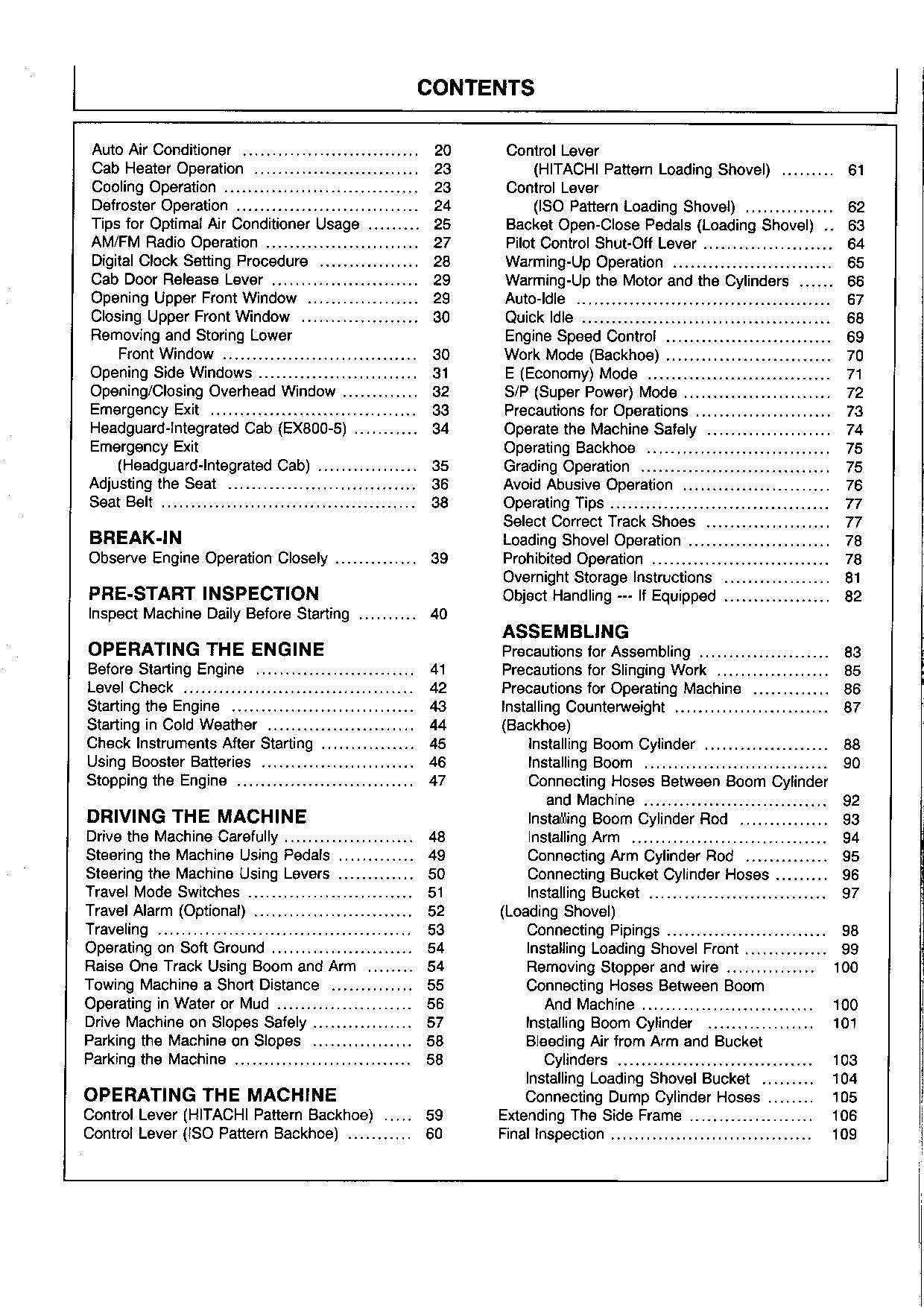 HITACHI EX750-5 EX800H-5 EXCAVATOR OPERATORS MANUAL #2