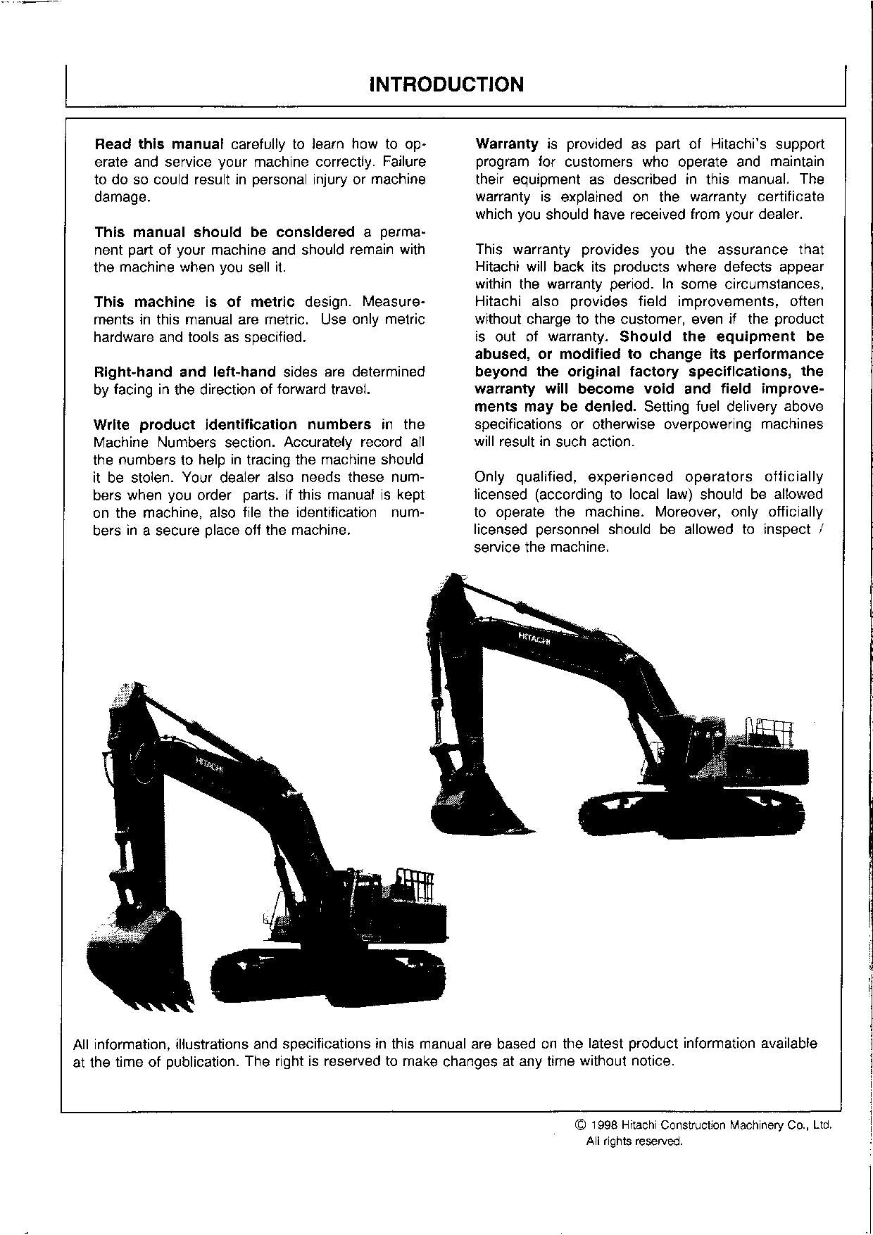 HITACHI EX750-5 EX800H-5 EXCAVATOR OPERATORS MANUAL #2