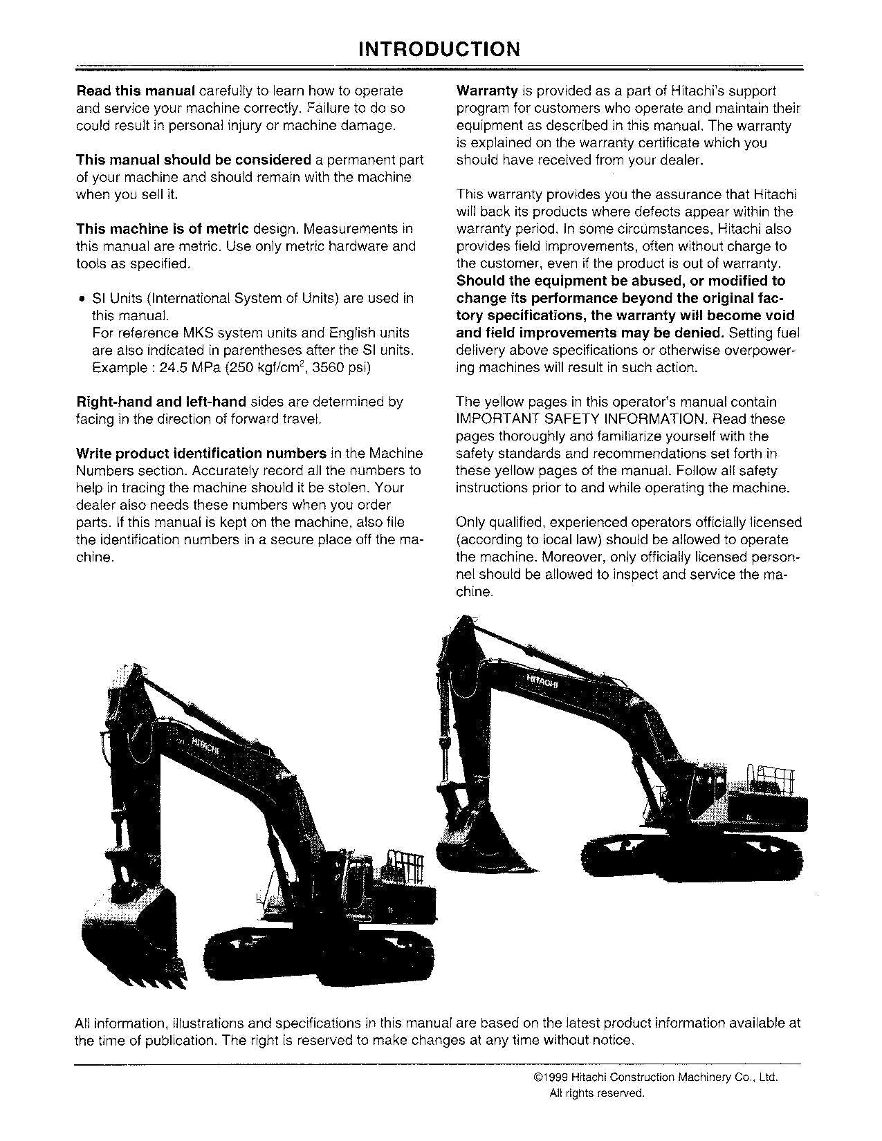 HITACHI EX750-5 EX800H-5 EXCAVATOR OPERATORS MANUAL #3