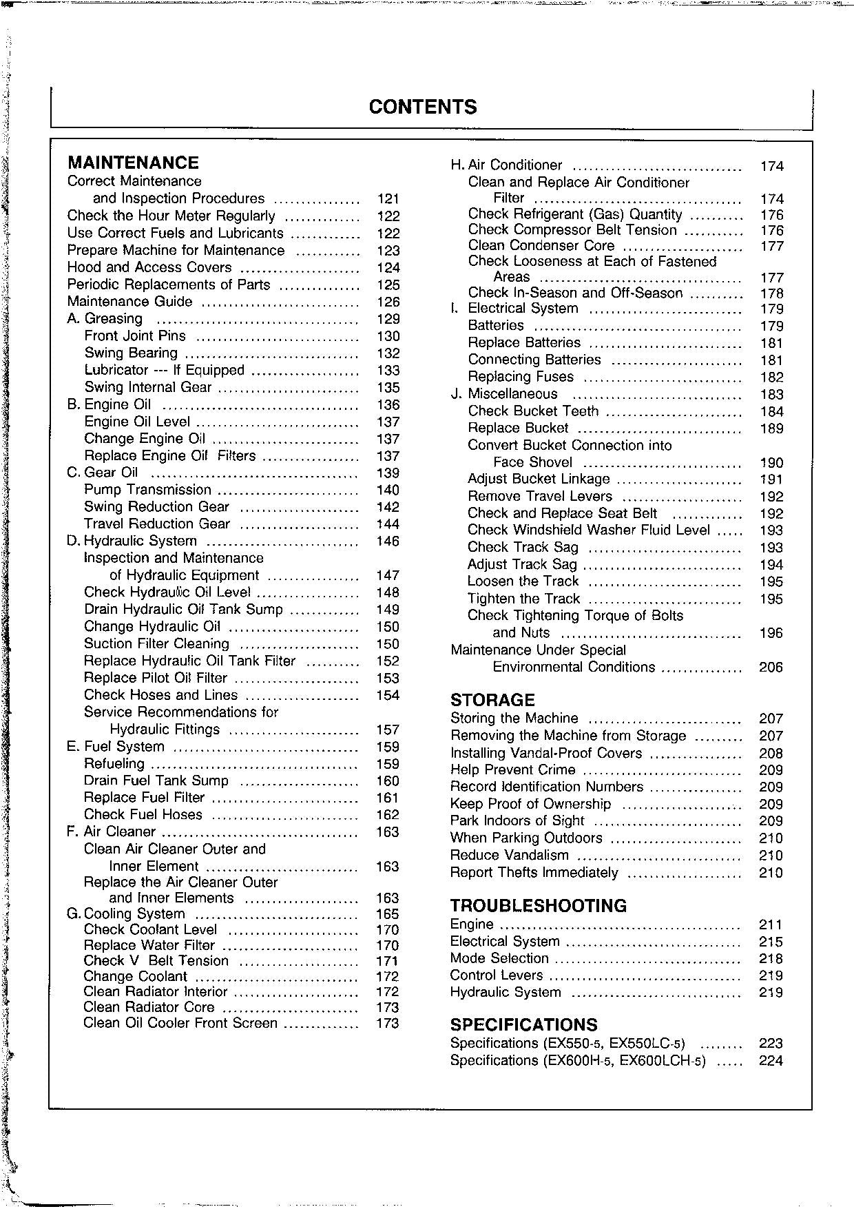 HITACHI EX550-5 EX550LC-5 EX600H-5 EX600LCH-5 EXCAVATOR OPERATORS MANUAL