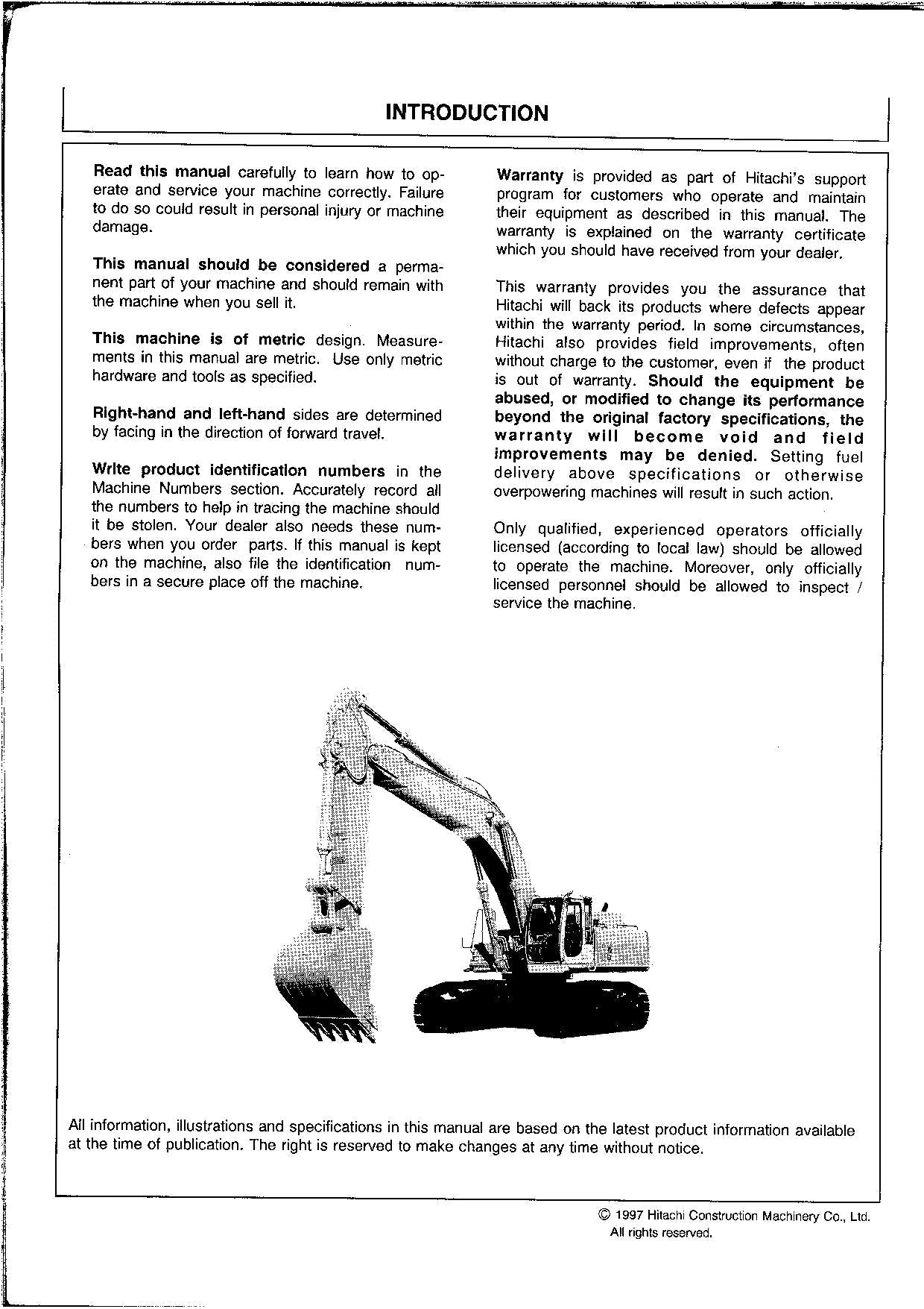HITACHI EX550-5 EX550LC-5 EX600H-5 EX600LCH-5 EXCAVATOR OPERATORS MANUAL