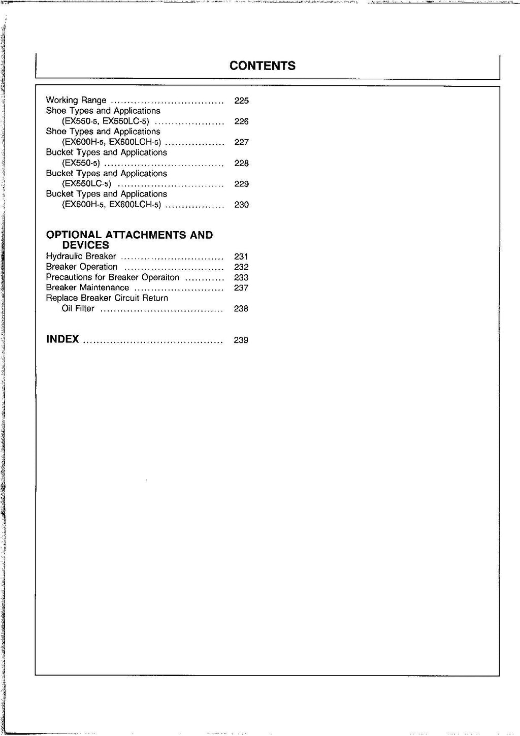 HITACHI EX550-5 EX550LC-5 EX600H-5 EX600LCH-5 EXCAVATOR OPERATORS MANUAL