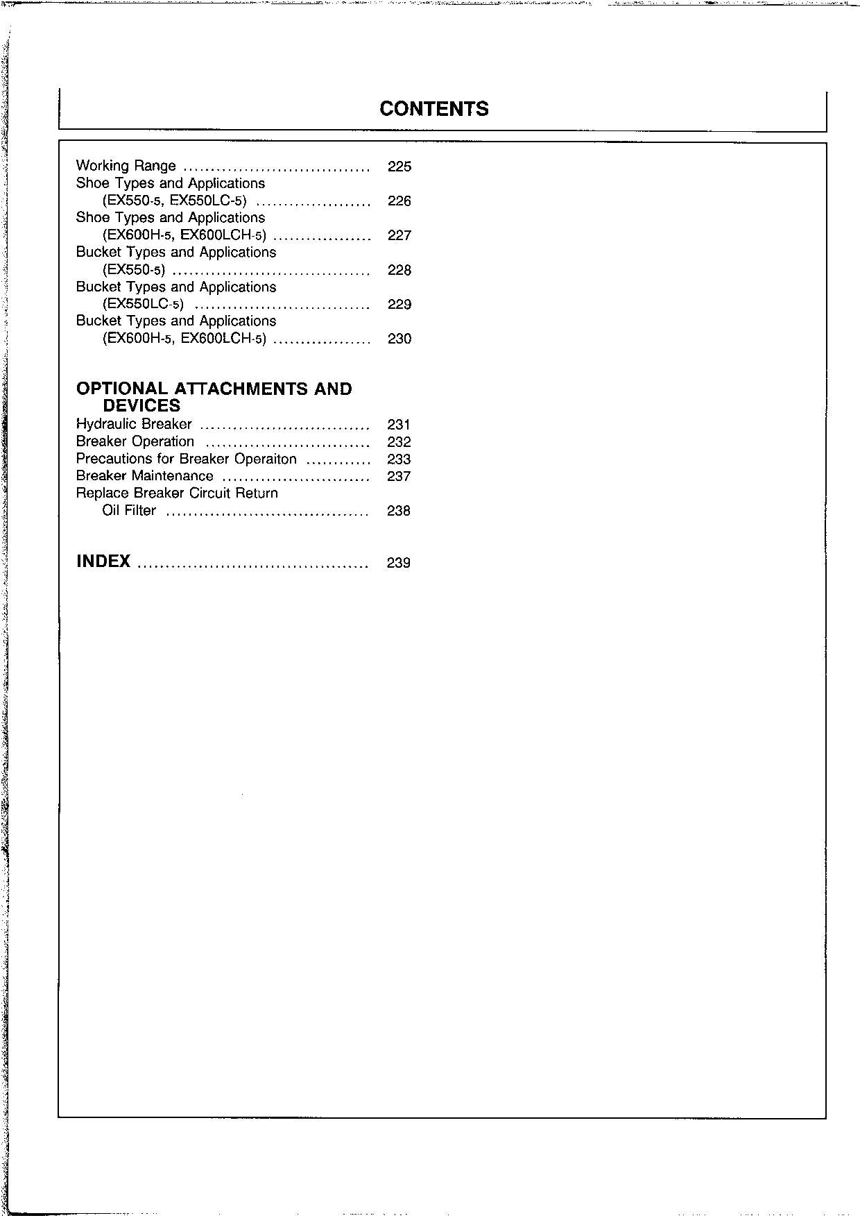 HITACHI EX550-5 EX550LC-5 EX600H-5 EX600LCH-5 EXCAVATOR OPERATORS MANUAL